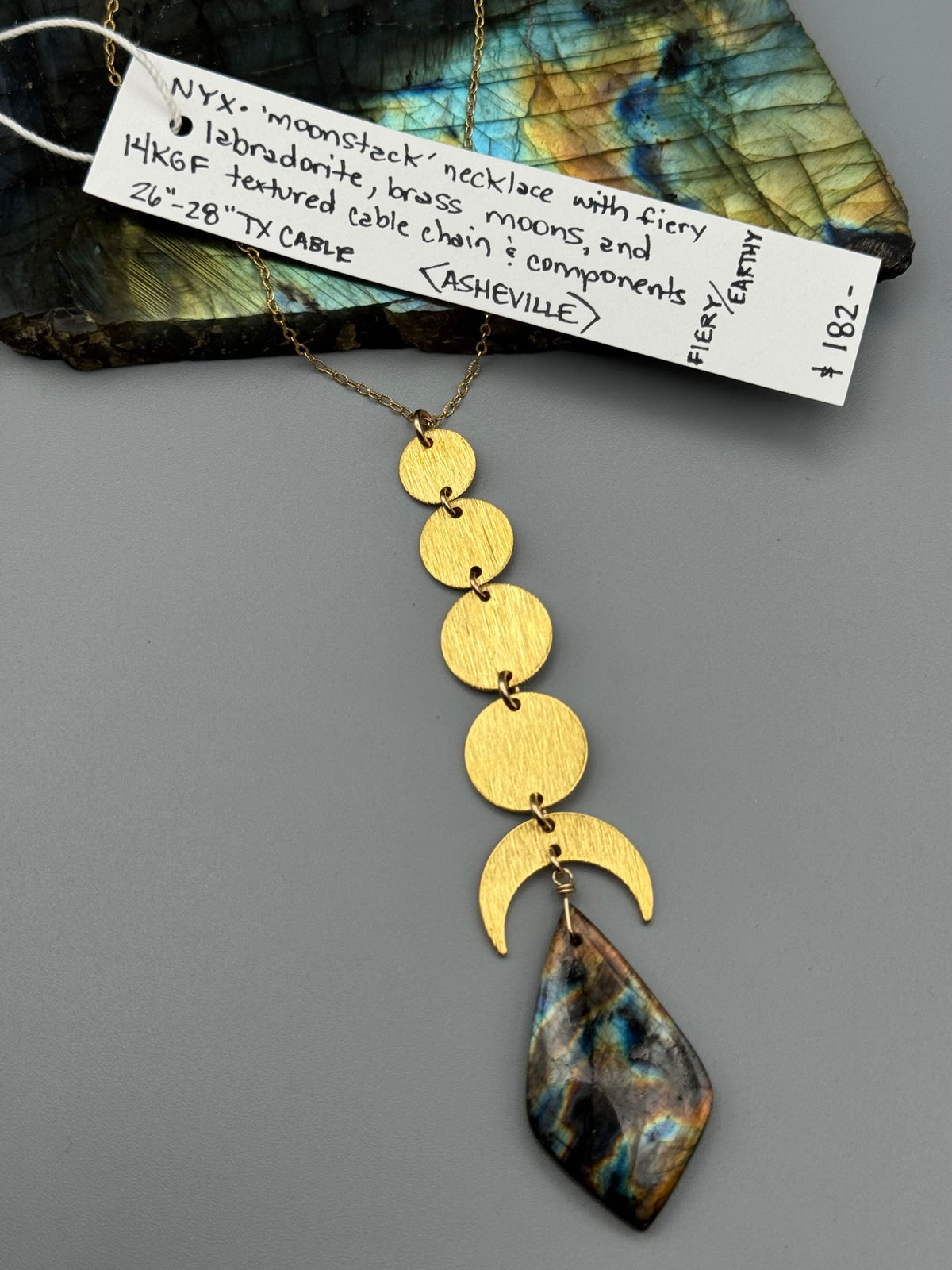 •NYX• fiery labradorite kite + gold necklace (26"-28" long)