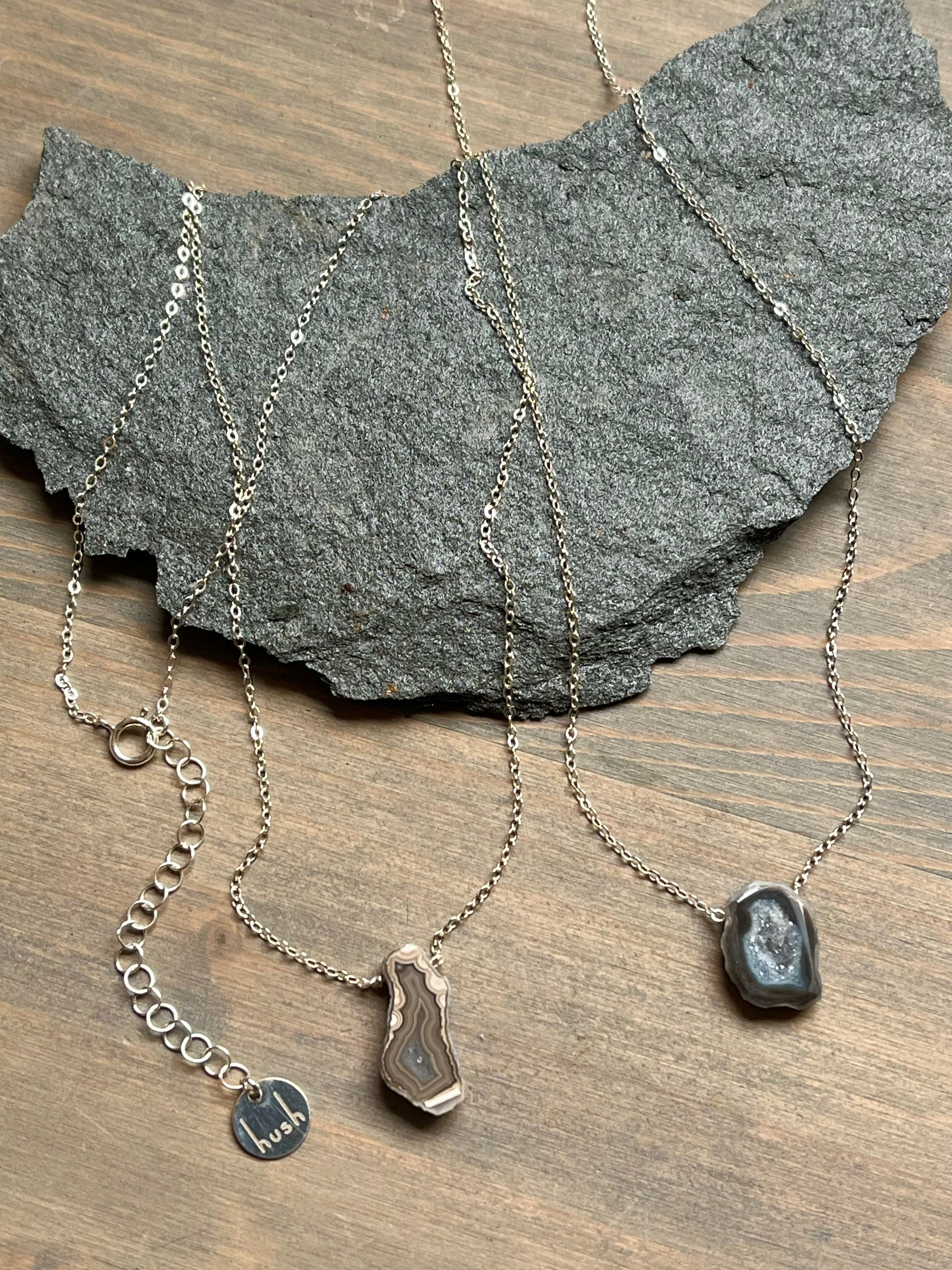 •STRAY• agate druzy + silver necklace