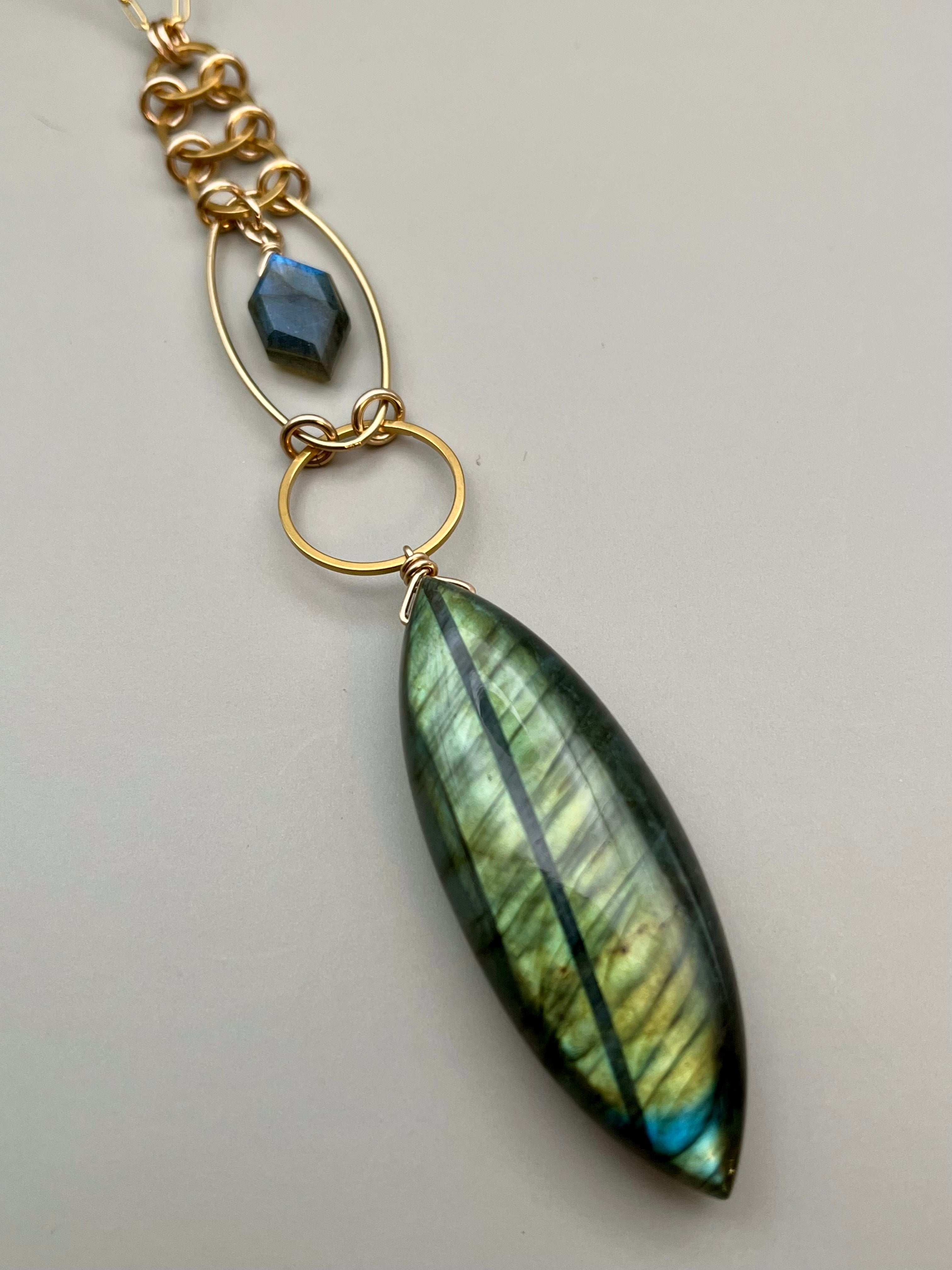 •EOWYN• labradorite + gold necklace (26"-28" long)