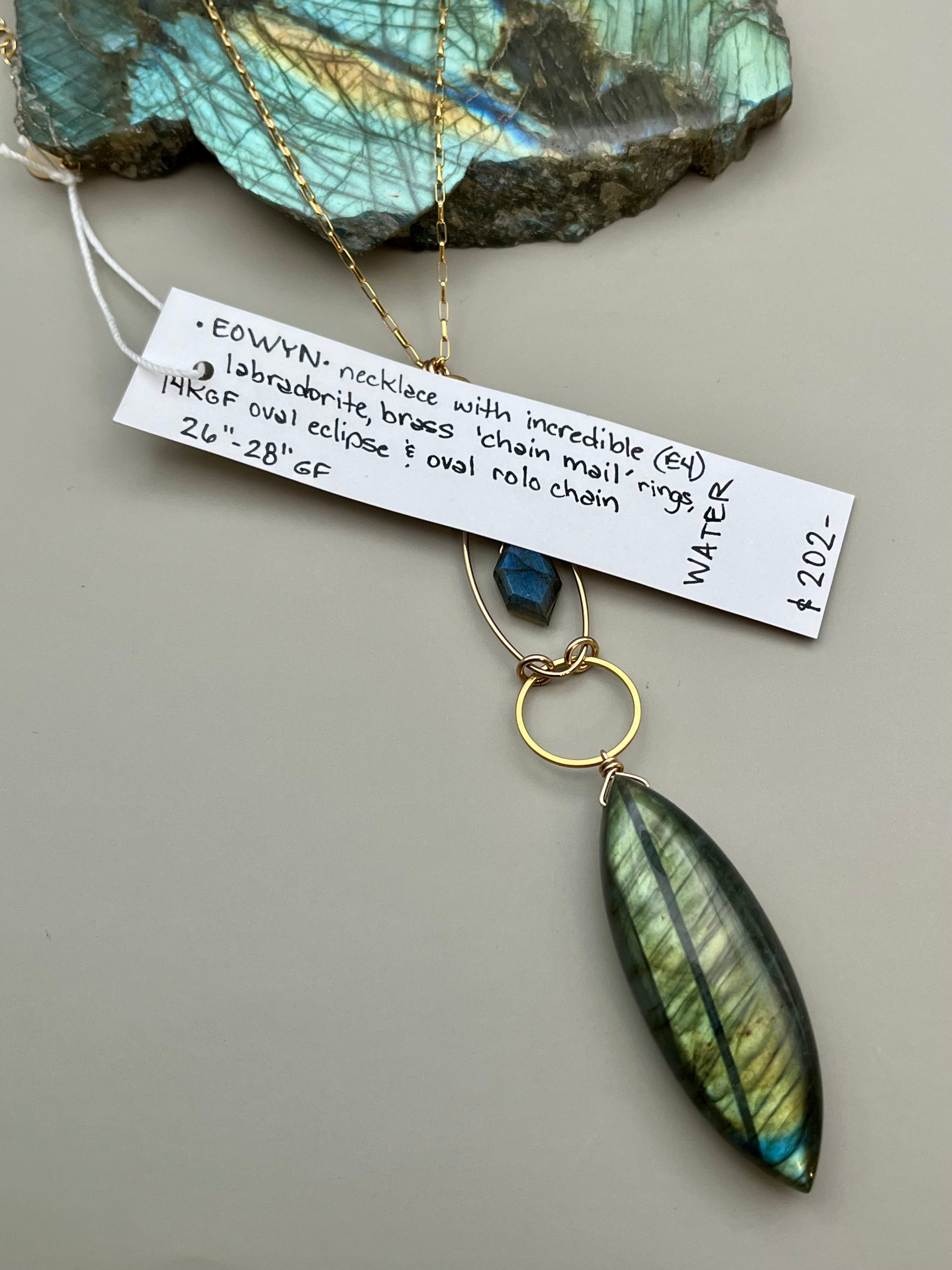 •EOWYN• labradorite + gold necklace (26"-28" long)