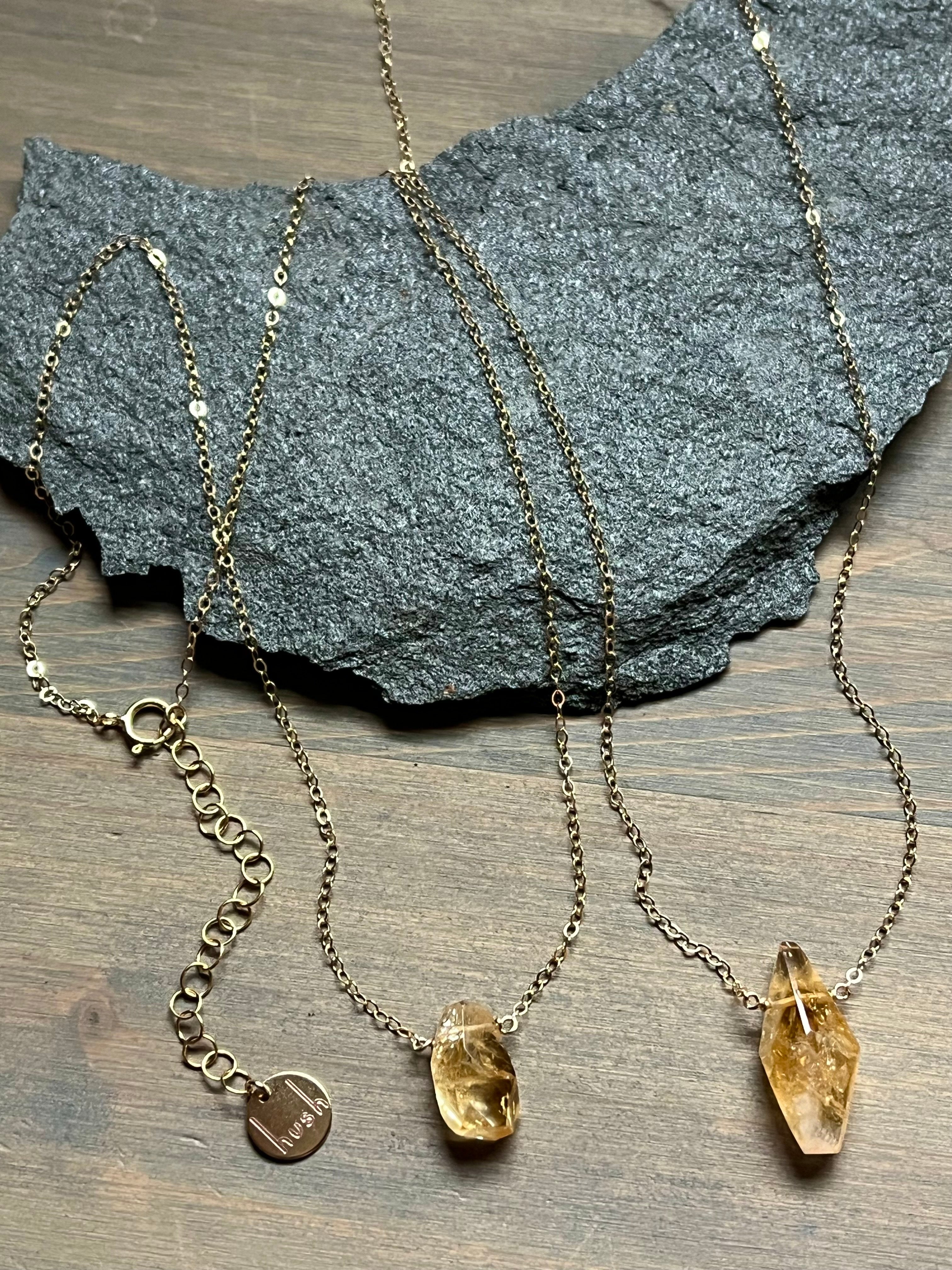 •STRAY• citrine + gold necklace