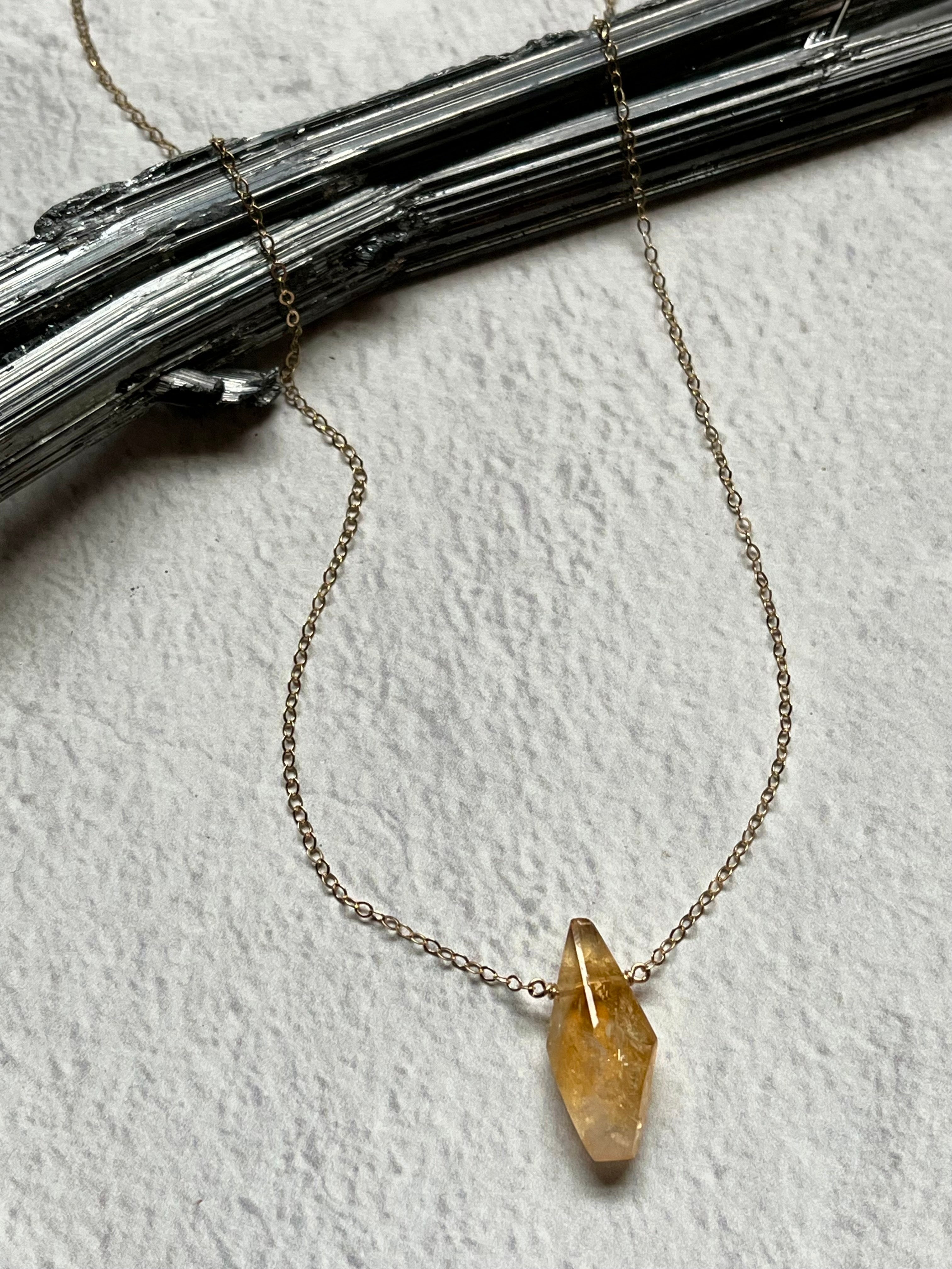 •STRAY• citrine + gold necklace