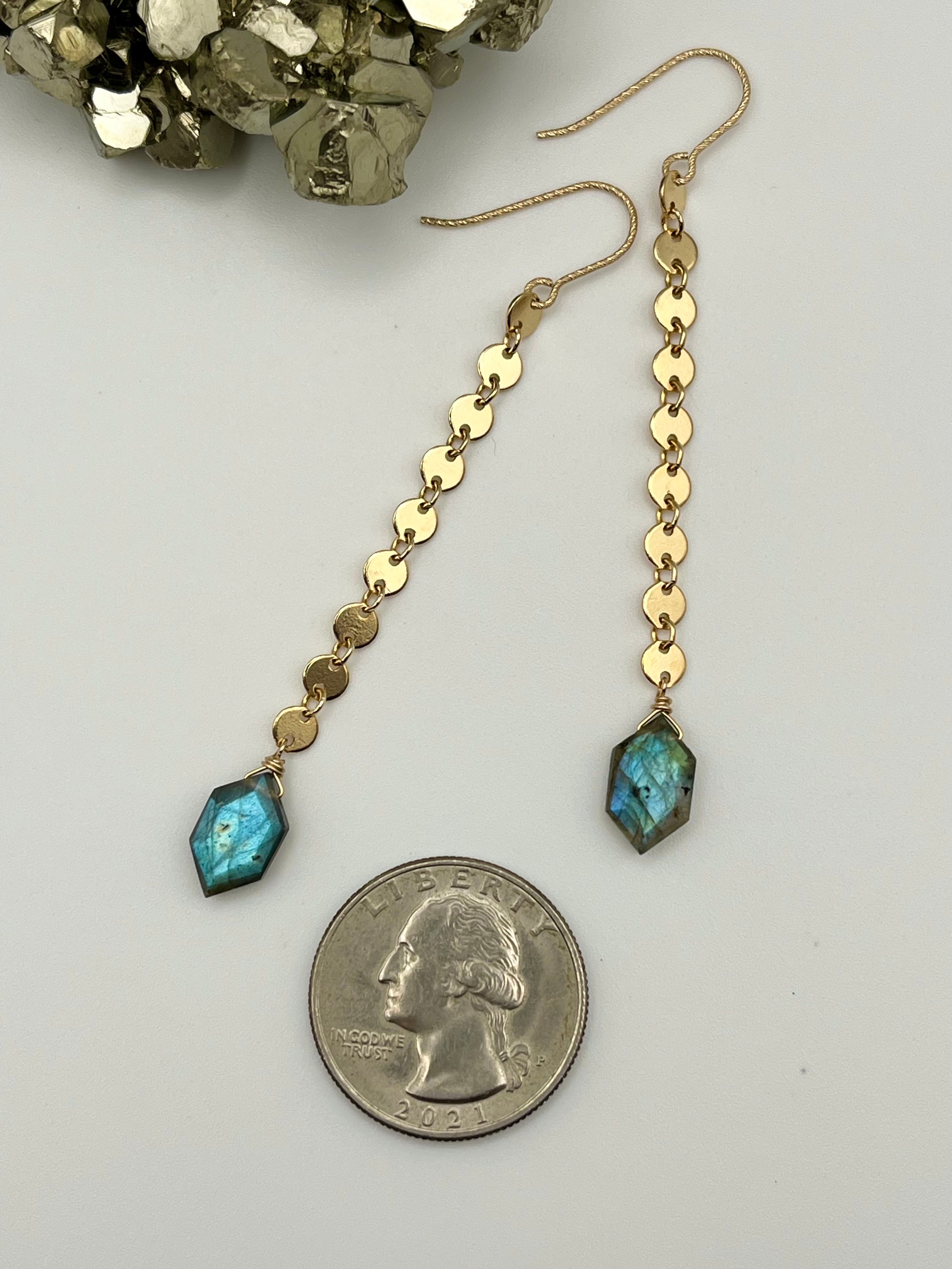 •MANY MOONS• labradorite + gold dangle earrings