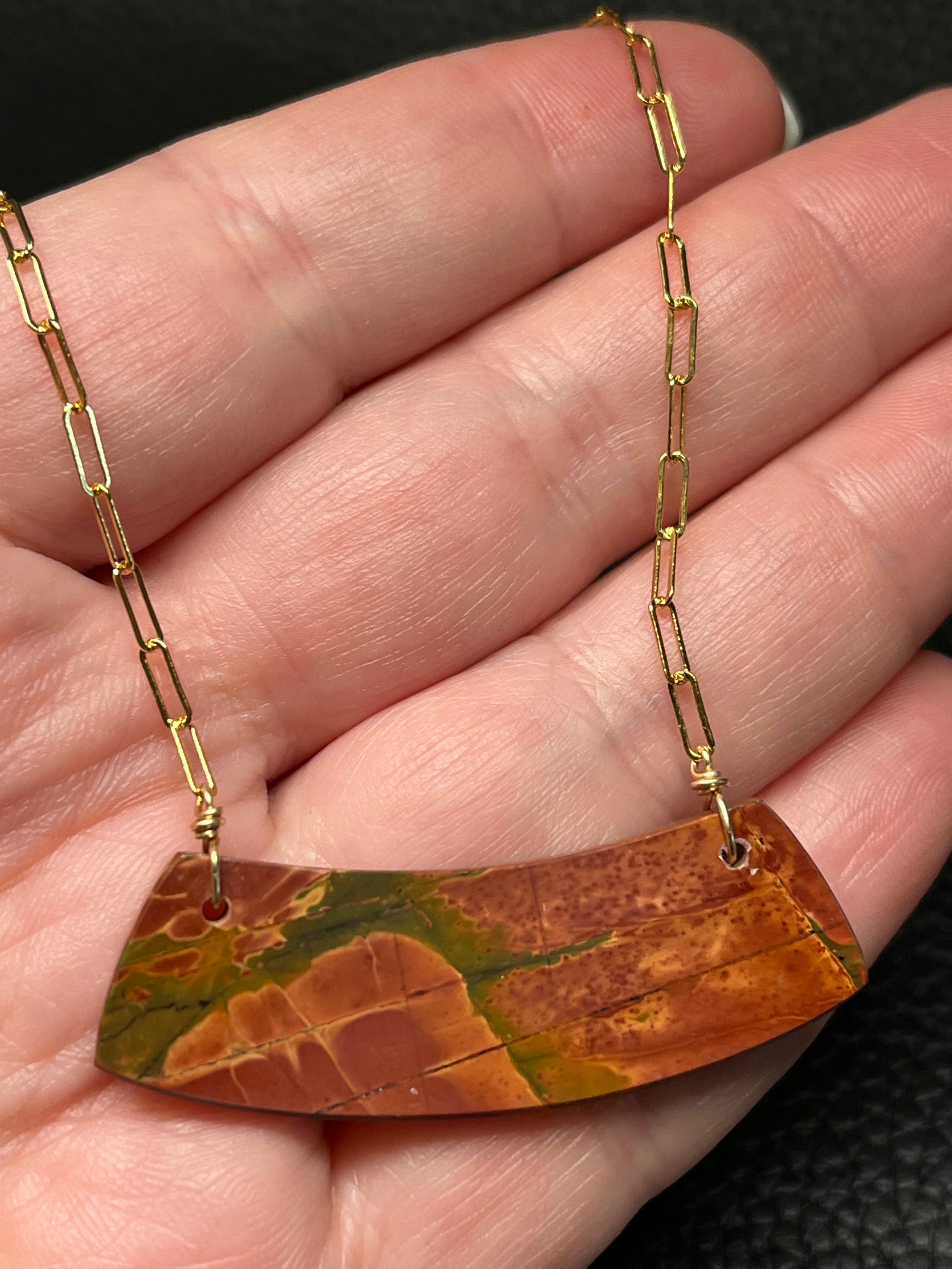•AEON• red creek jasper + gold necklace (16"-18")