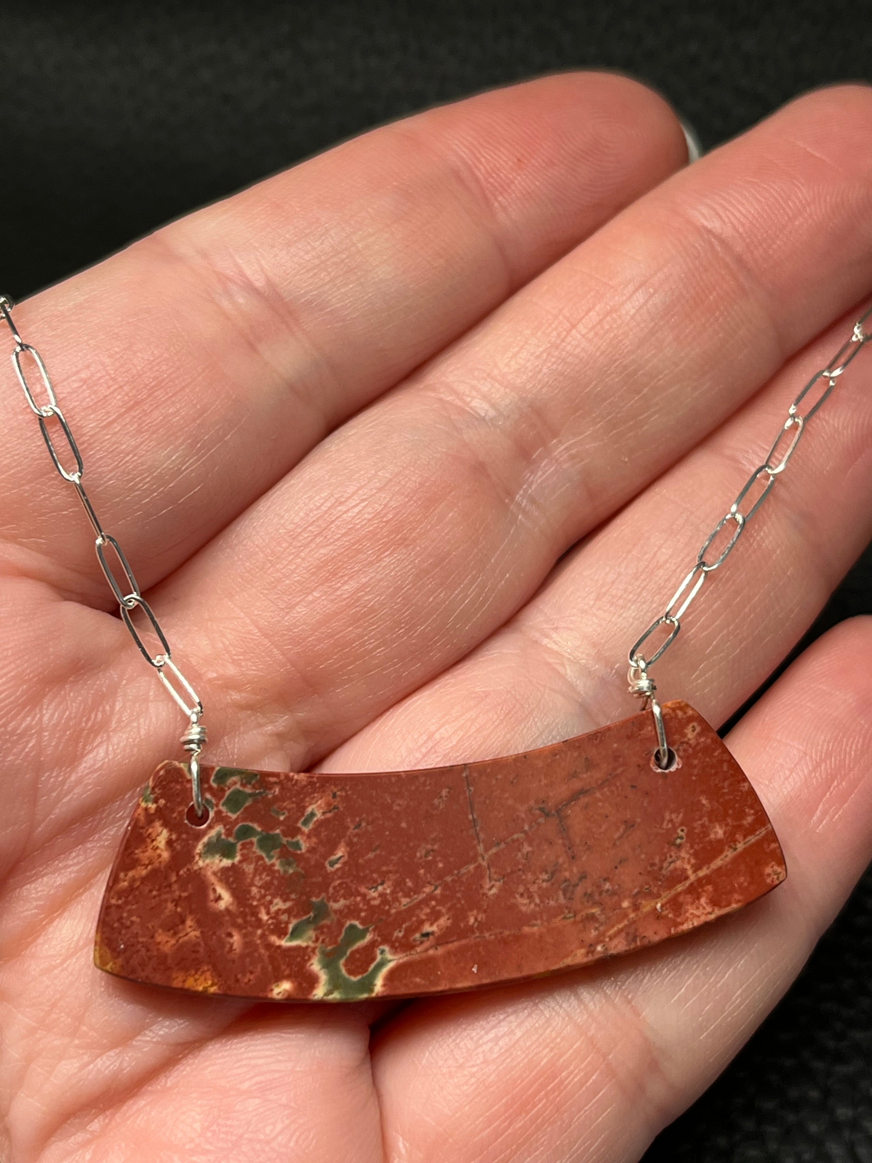 •AEON• red creek jasper + silver necklace (16"-18")