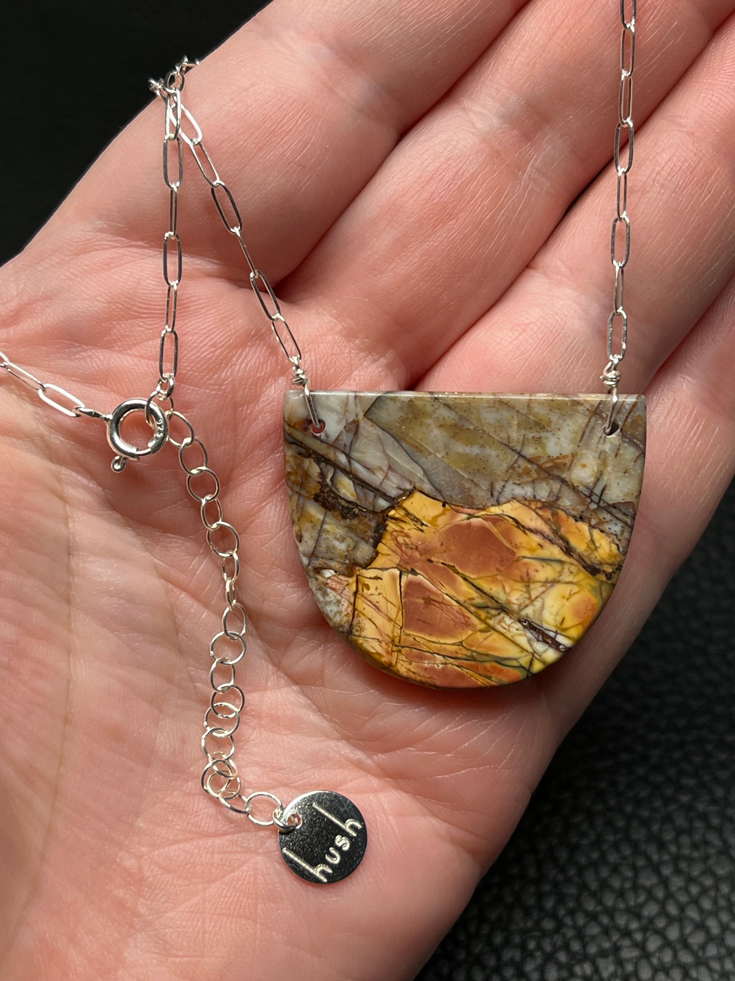 •AEON• red creek jasper smile + silver necklace (16"-18")