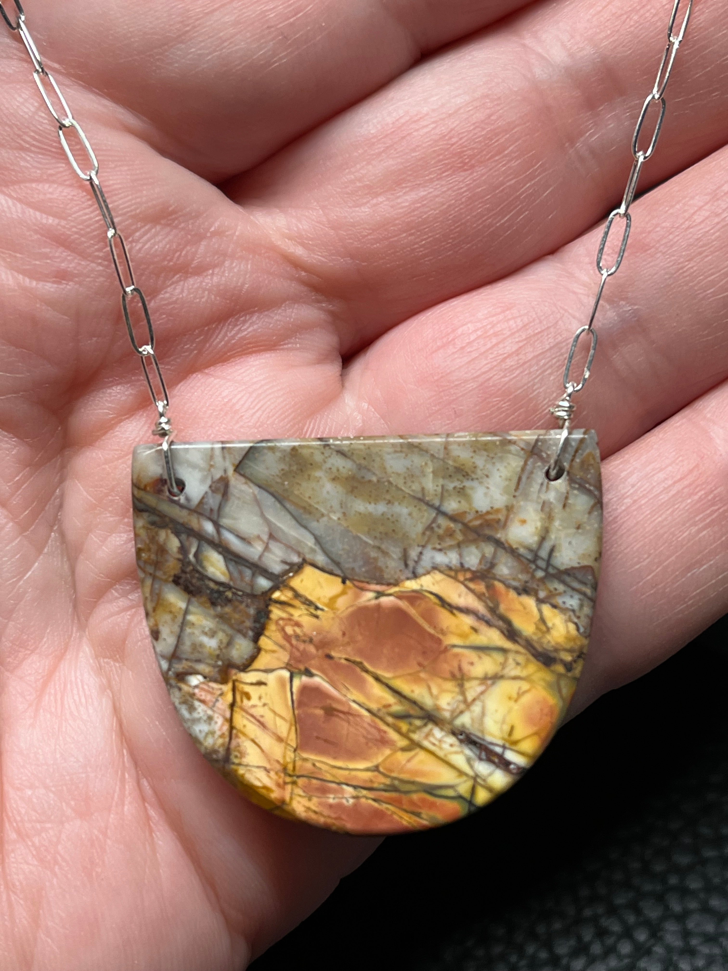 •AEON• red creek jasper smile + silver necklace (16"-18")