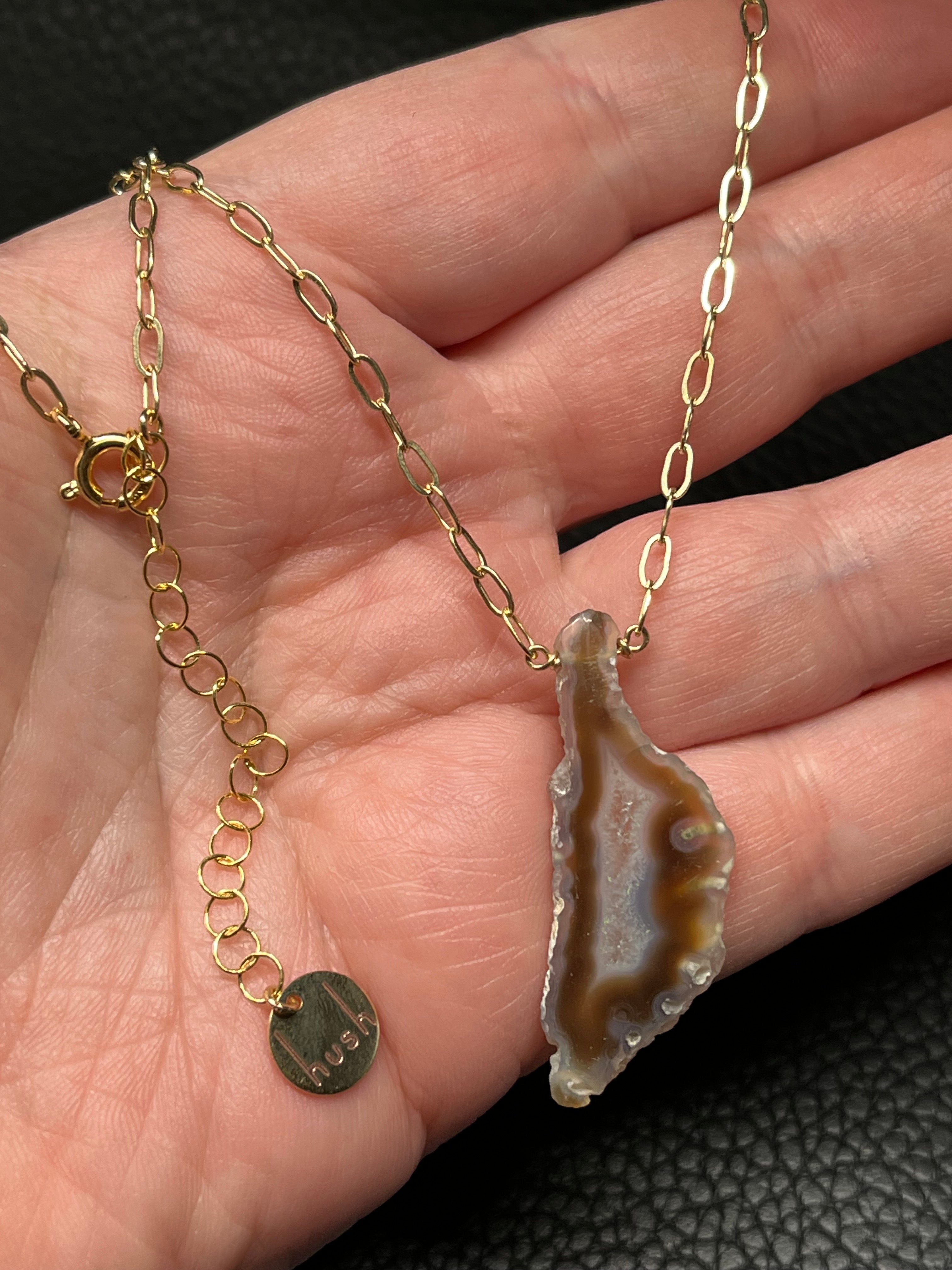 •AEON• agate druzy + gold necklace (16"-18")