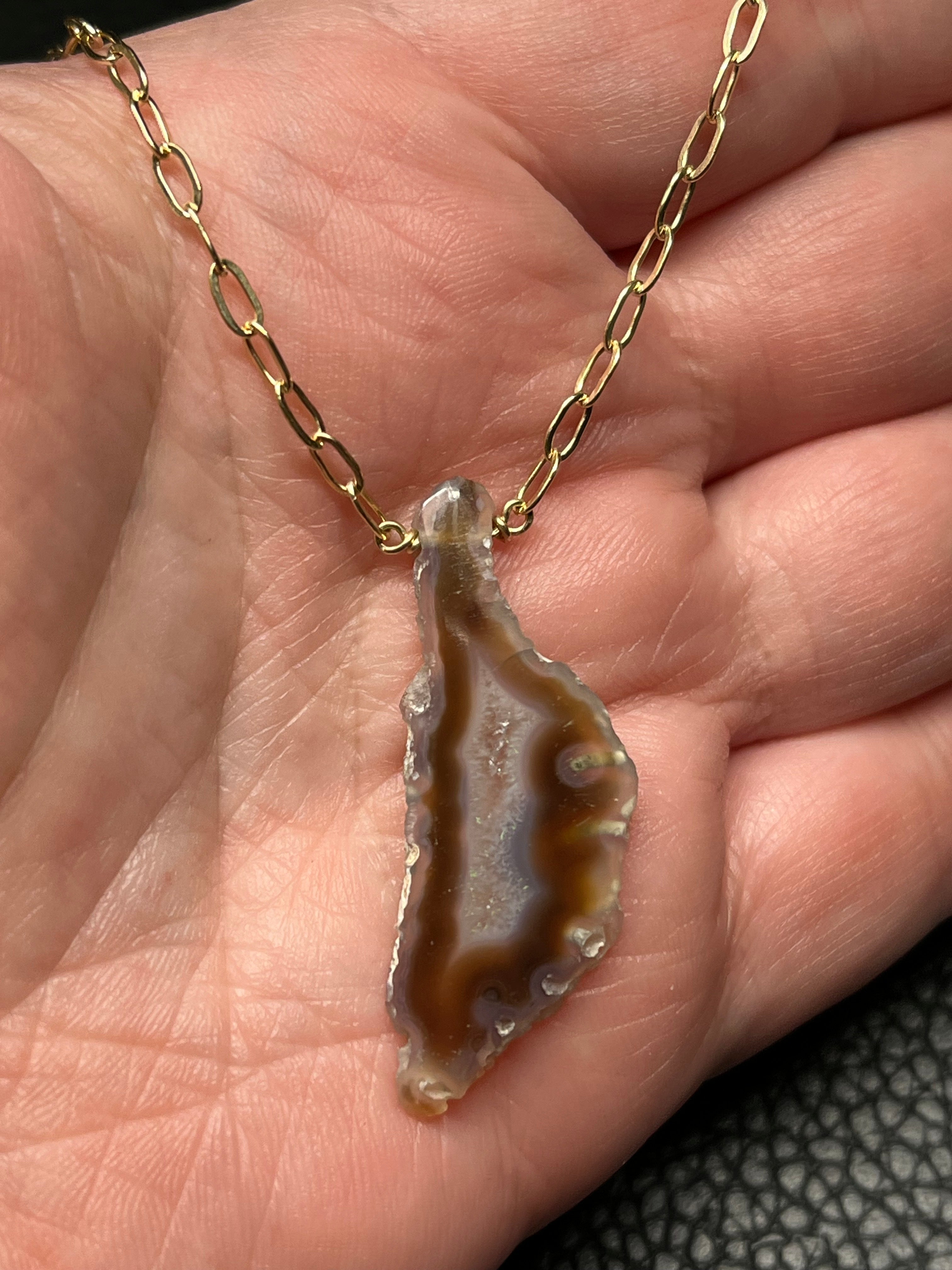 •AEON• agate druzy + gold necklace (16"-18")