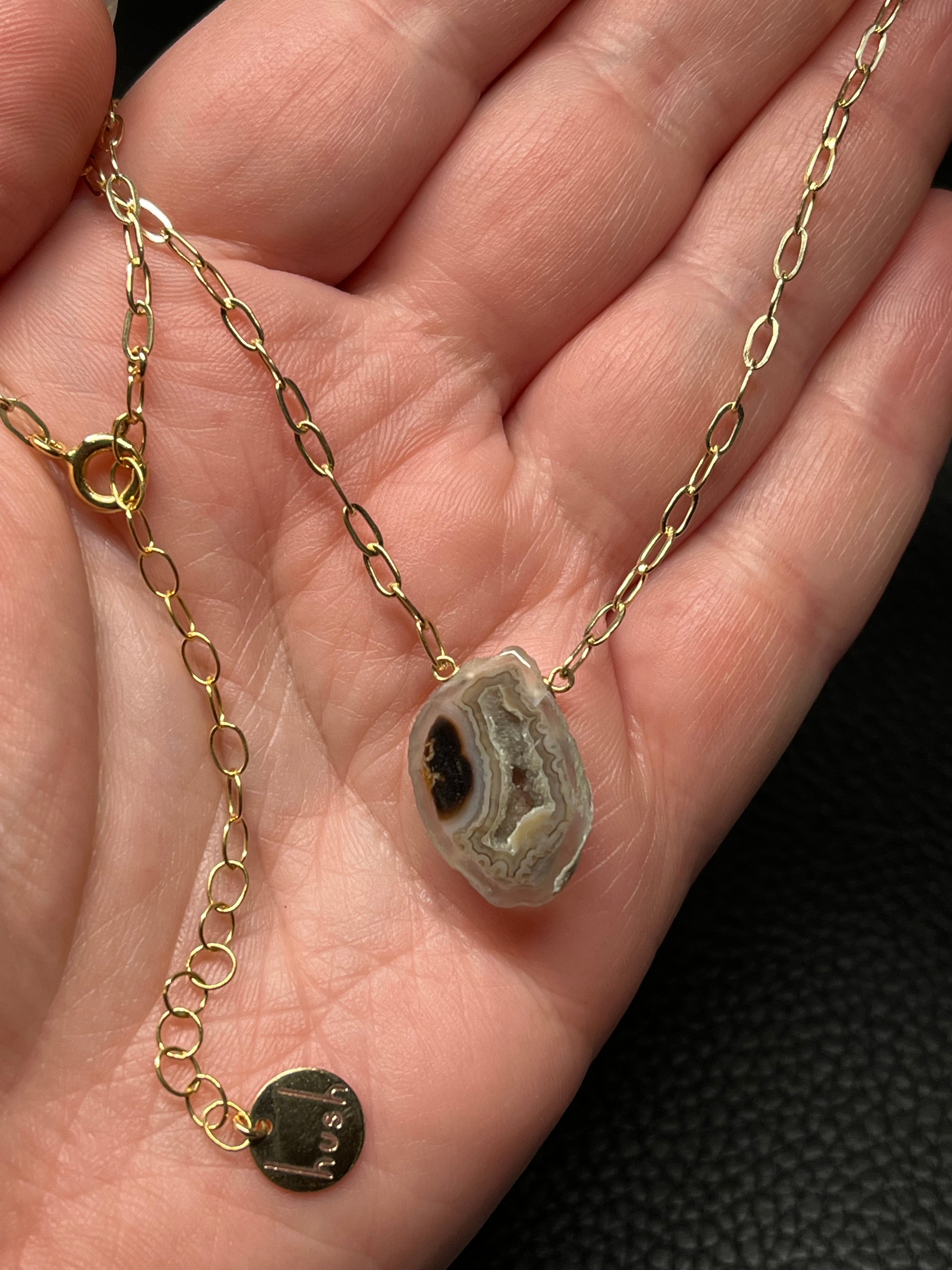 •AEON• agate druzy + gold necklace (18"-20")