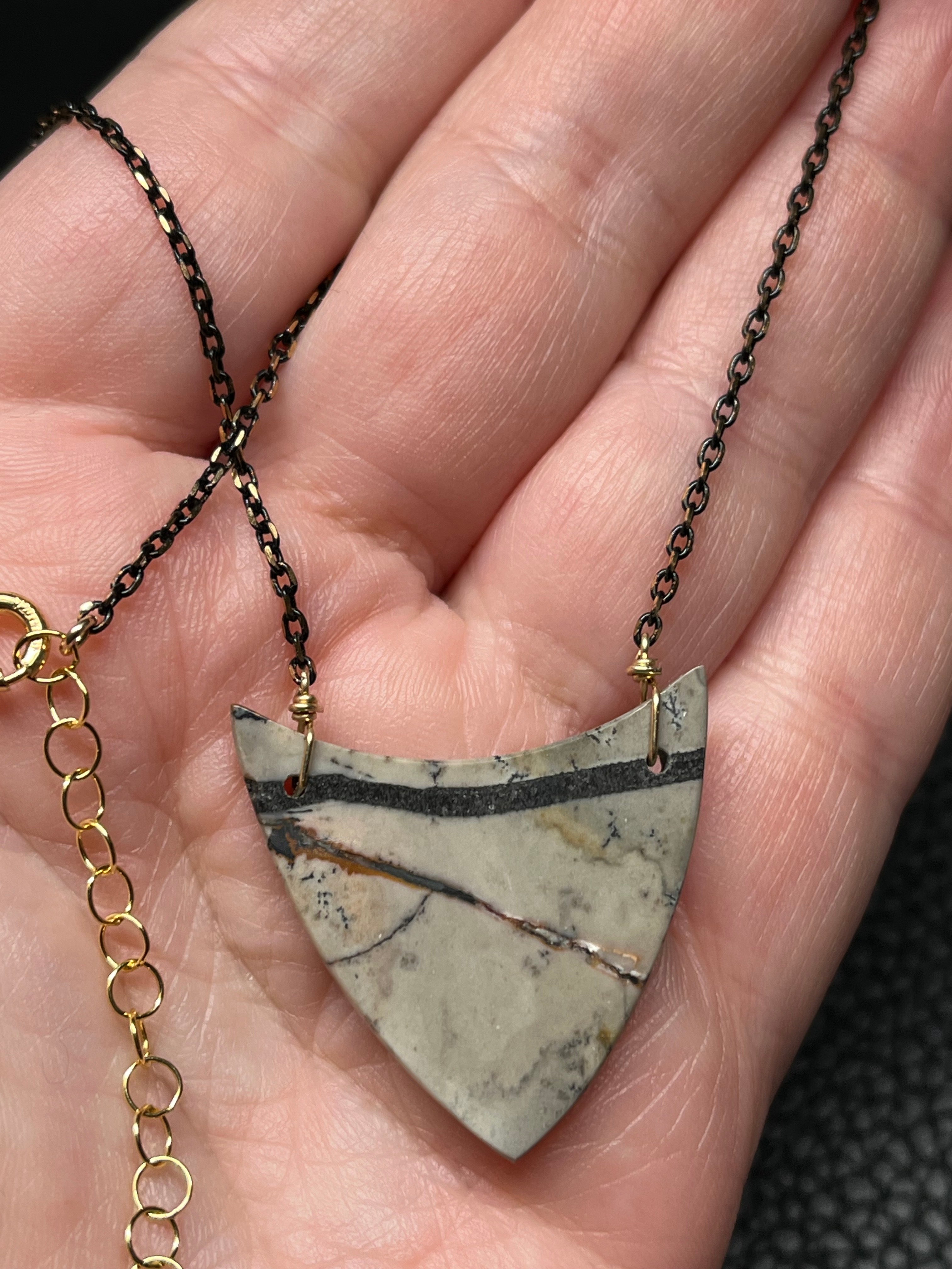 •AEON• jasper + brass necklace (16"-18")