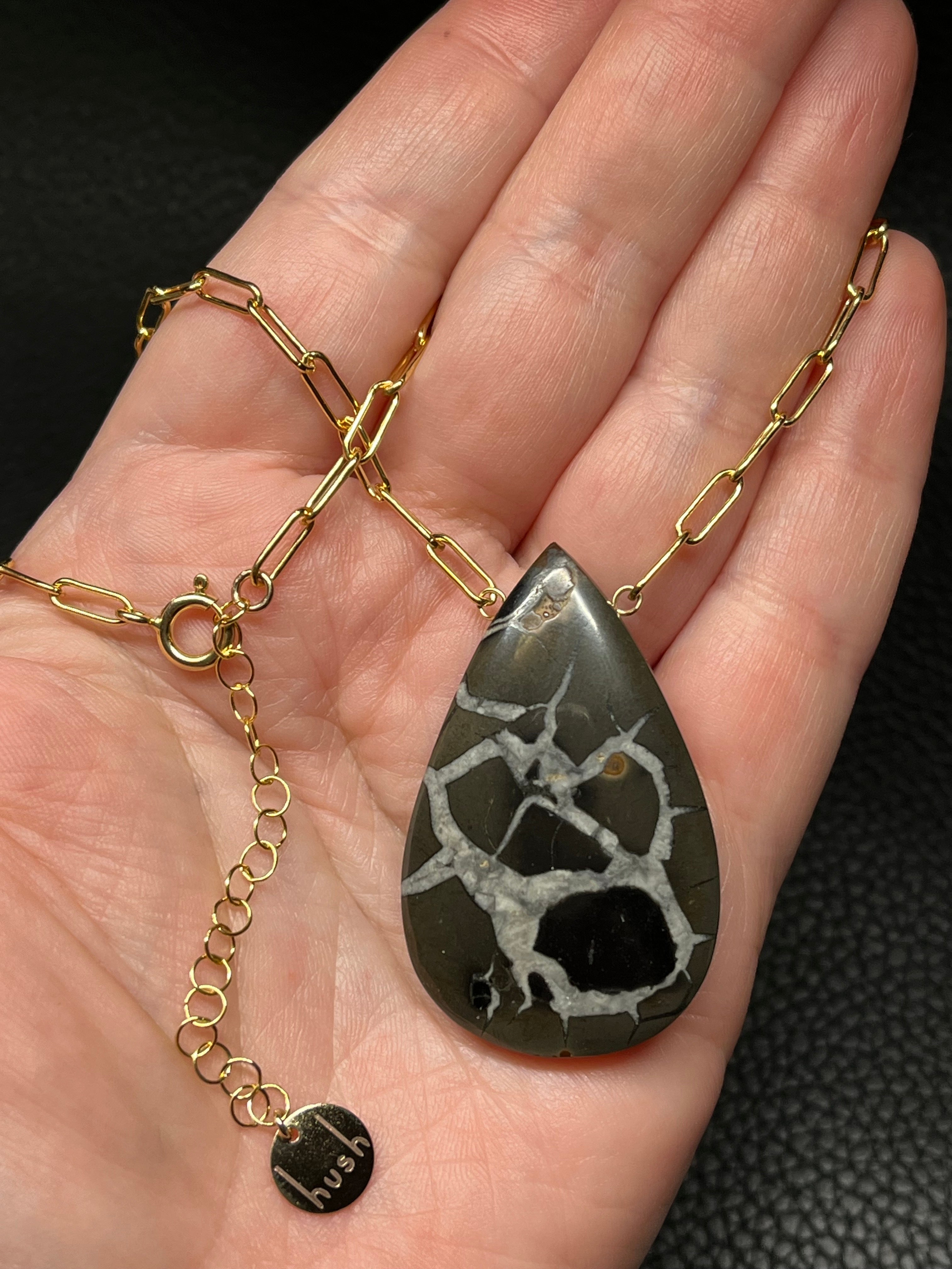 •AEON• septarian nodule + gold necklace (18"-20")