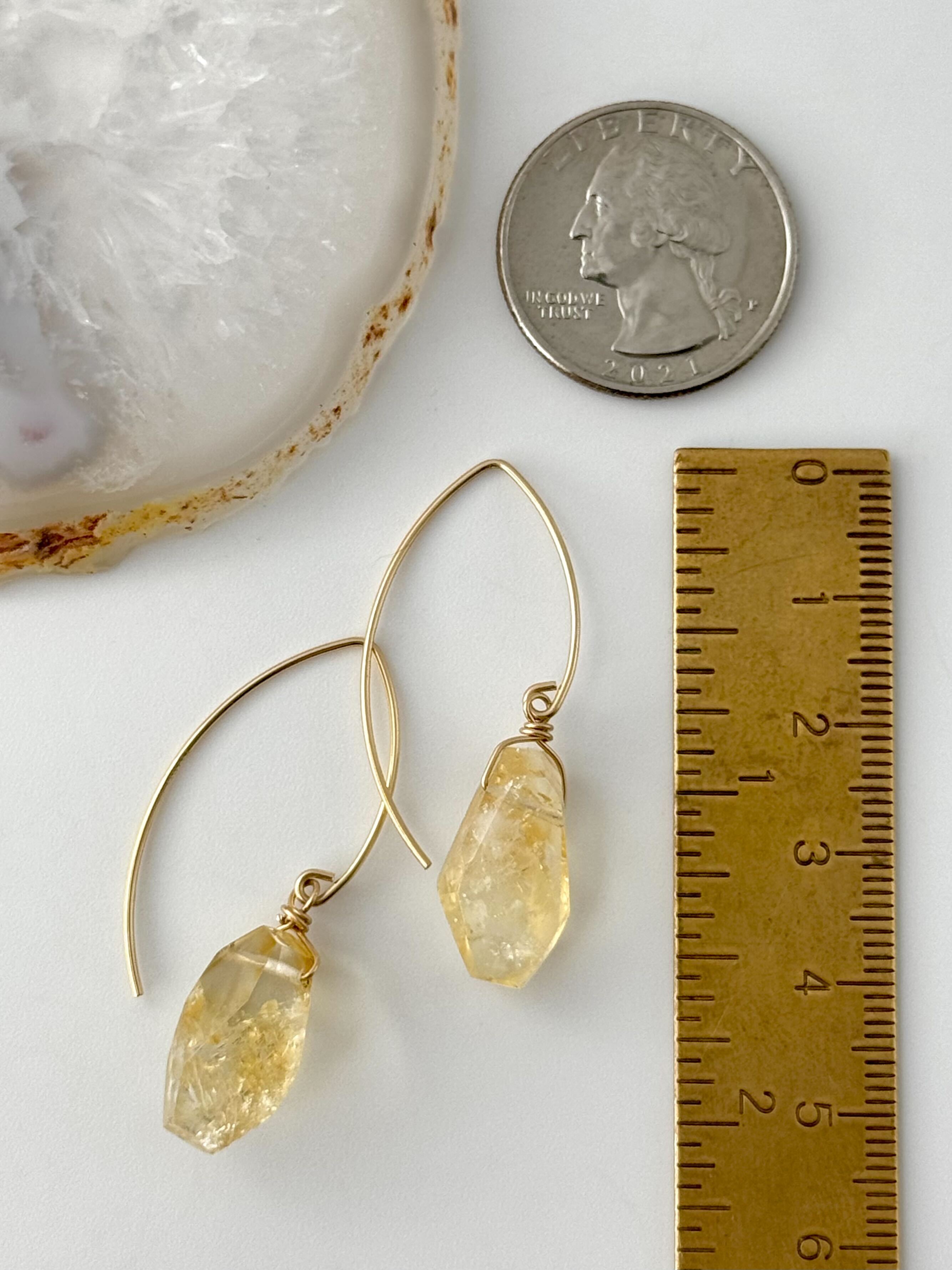 •STRAY• citrine + gold dangle earrings