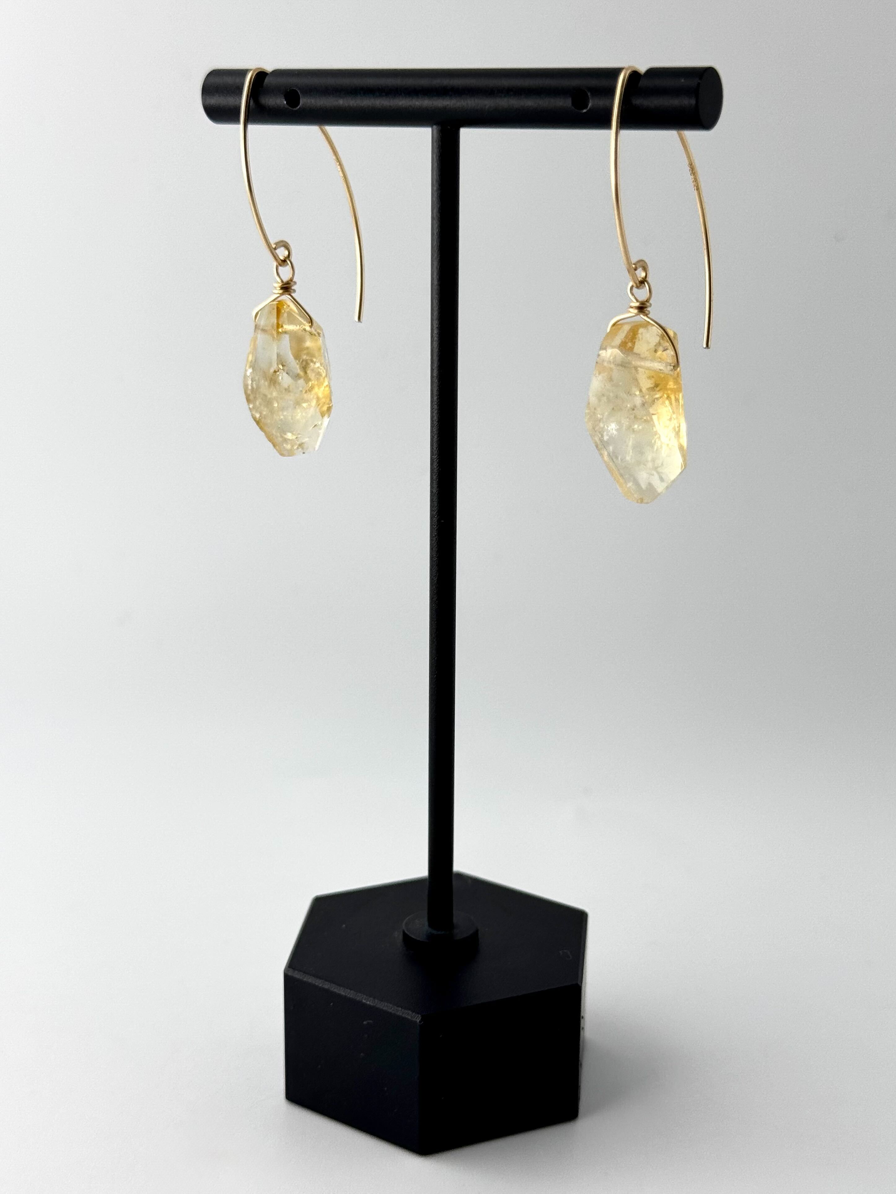 •STRAY• citrine + gold dangle earrings