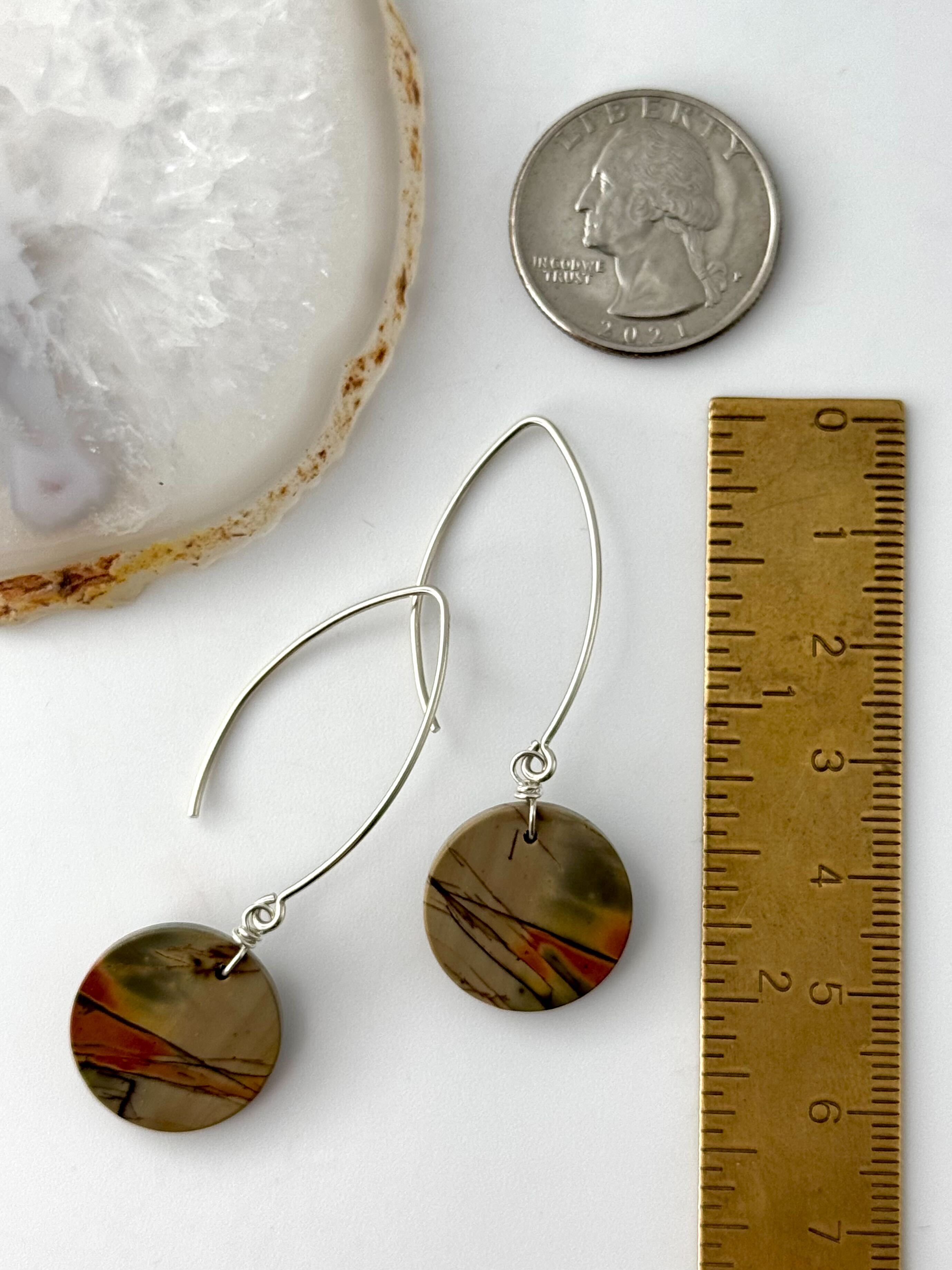 •STRAY• red creek jasper + silver dangle earrings