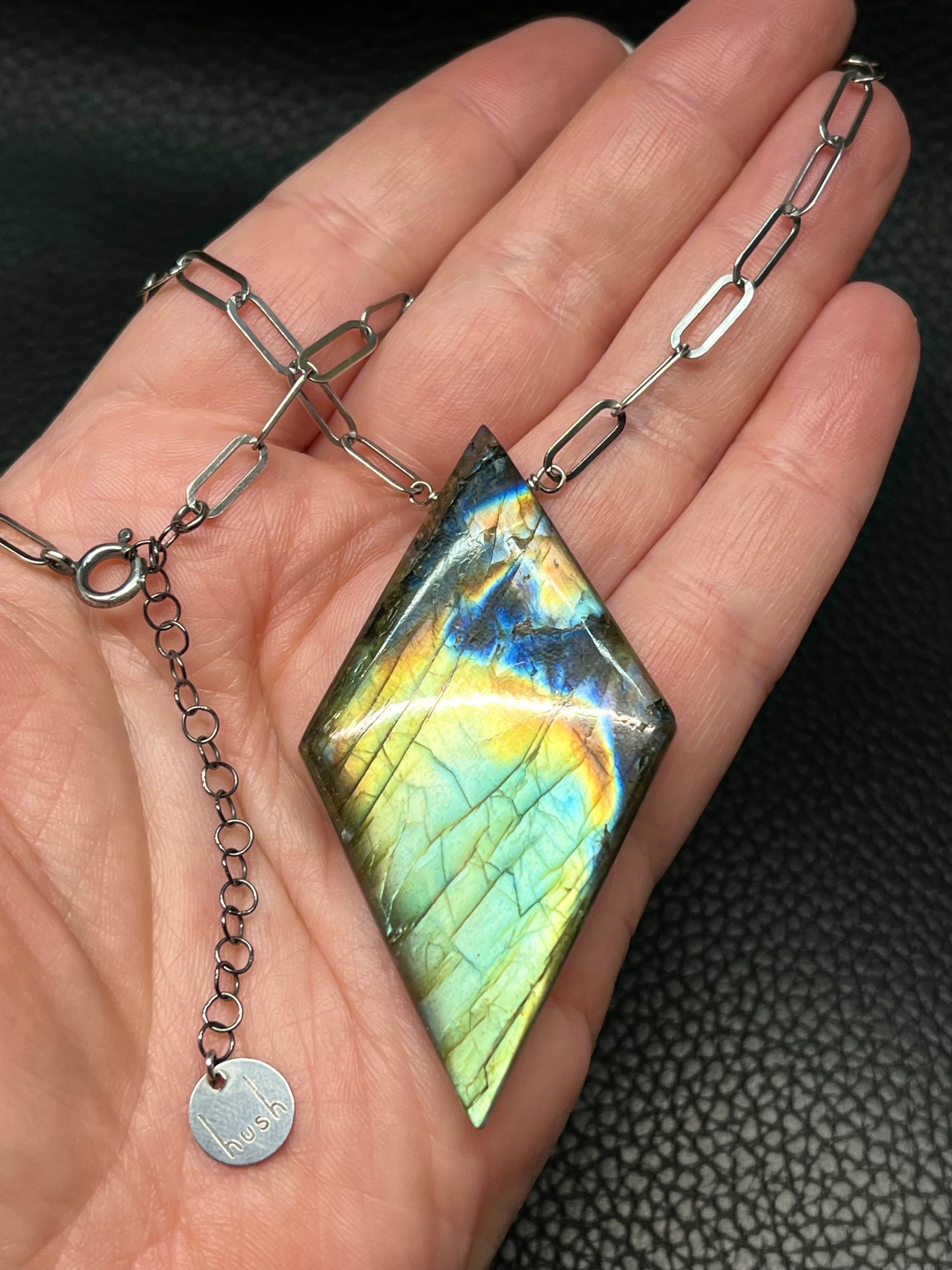 •AEON• labradorite freeform + oxidized silver necklace (18"-20")