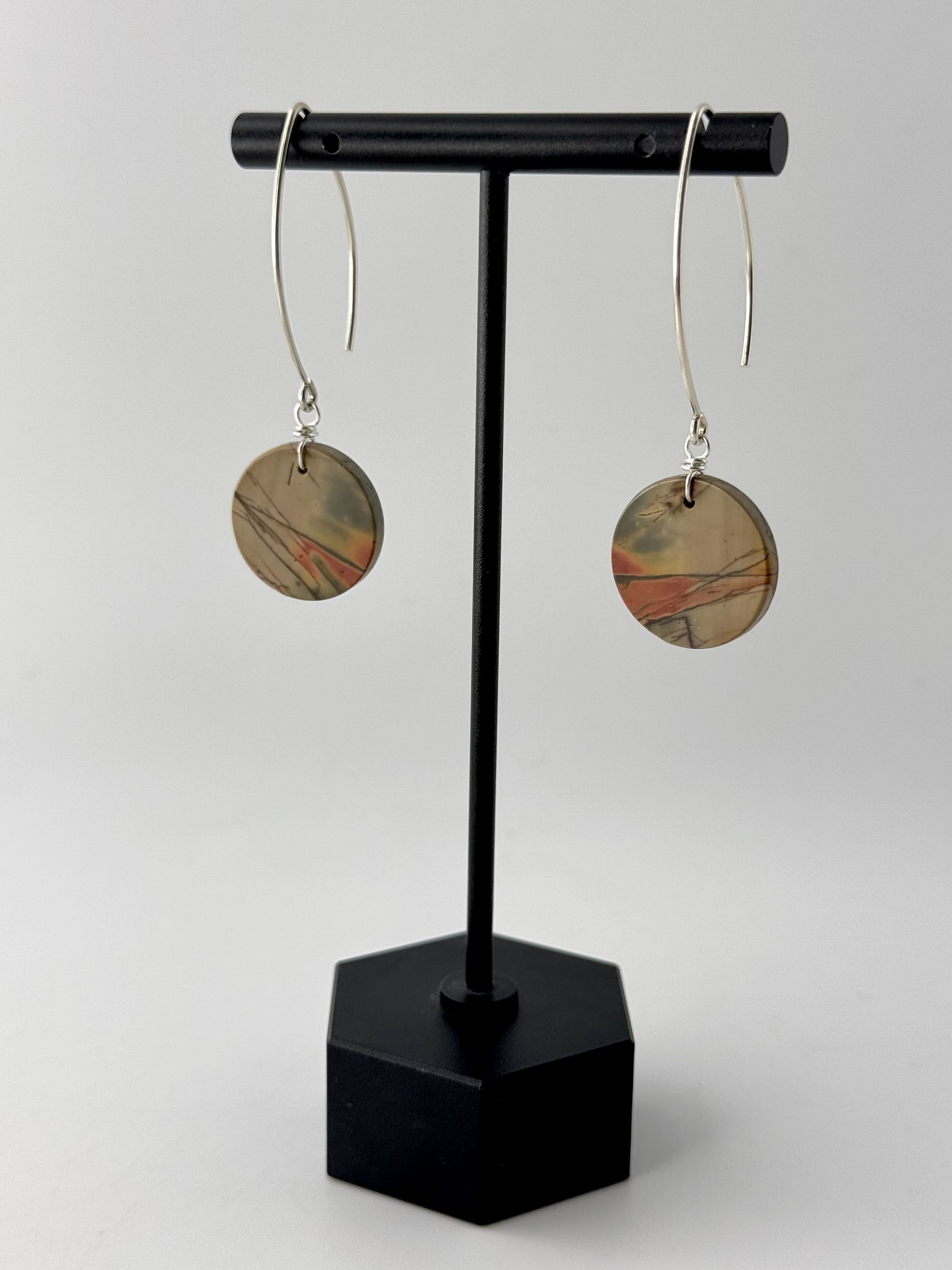 •STRAY• red creek jasper + silver dangle earrings