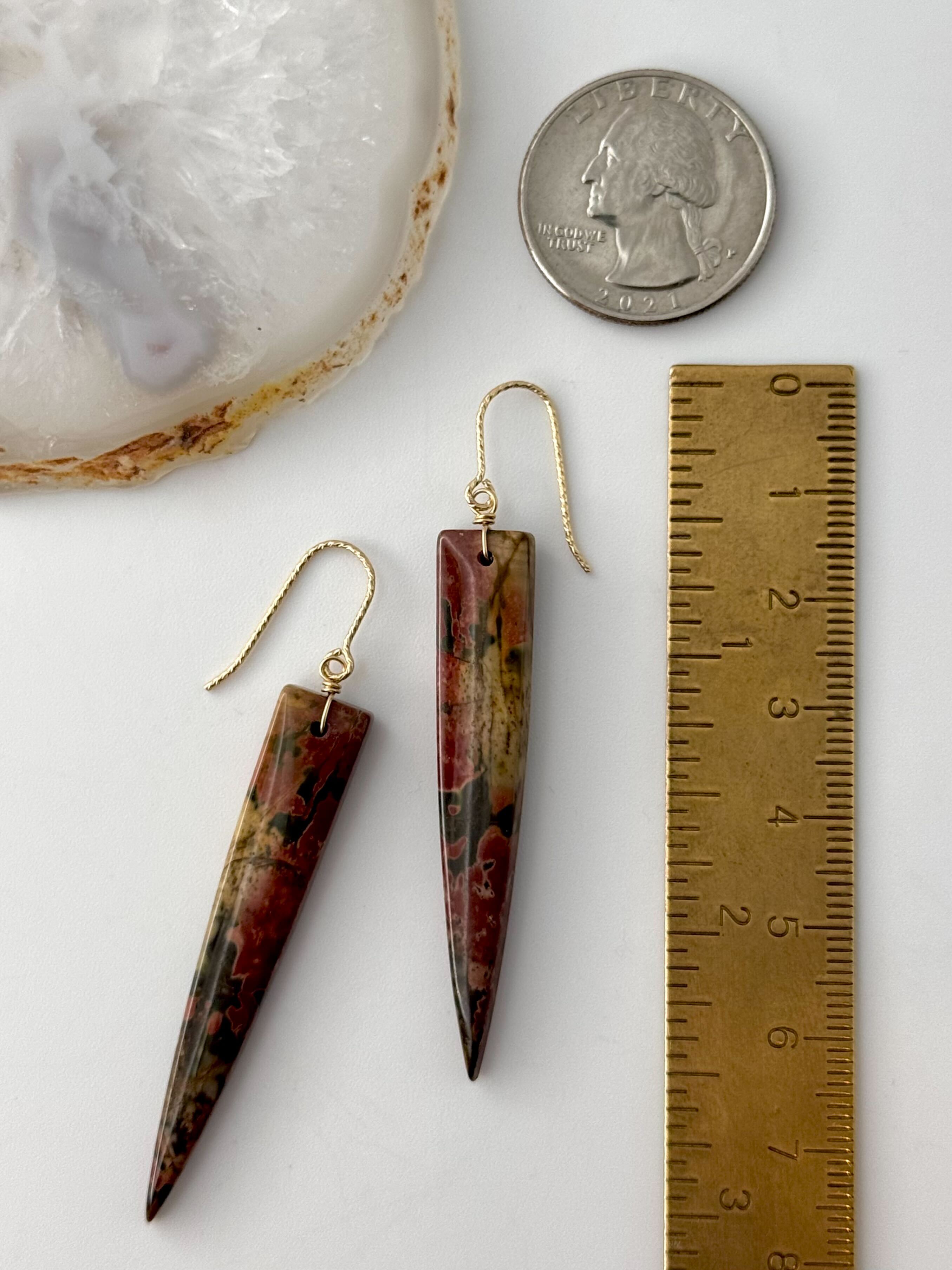 •STRAY• red creek jasper + gold dangle earrings