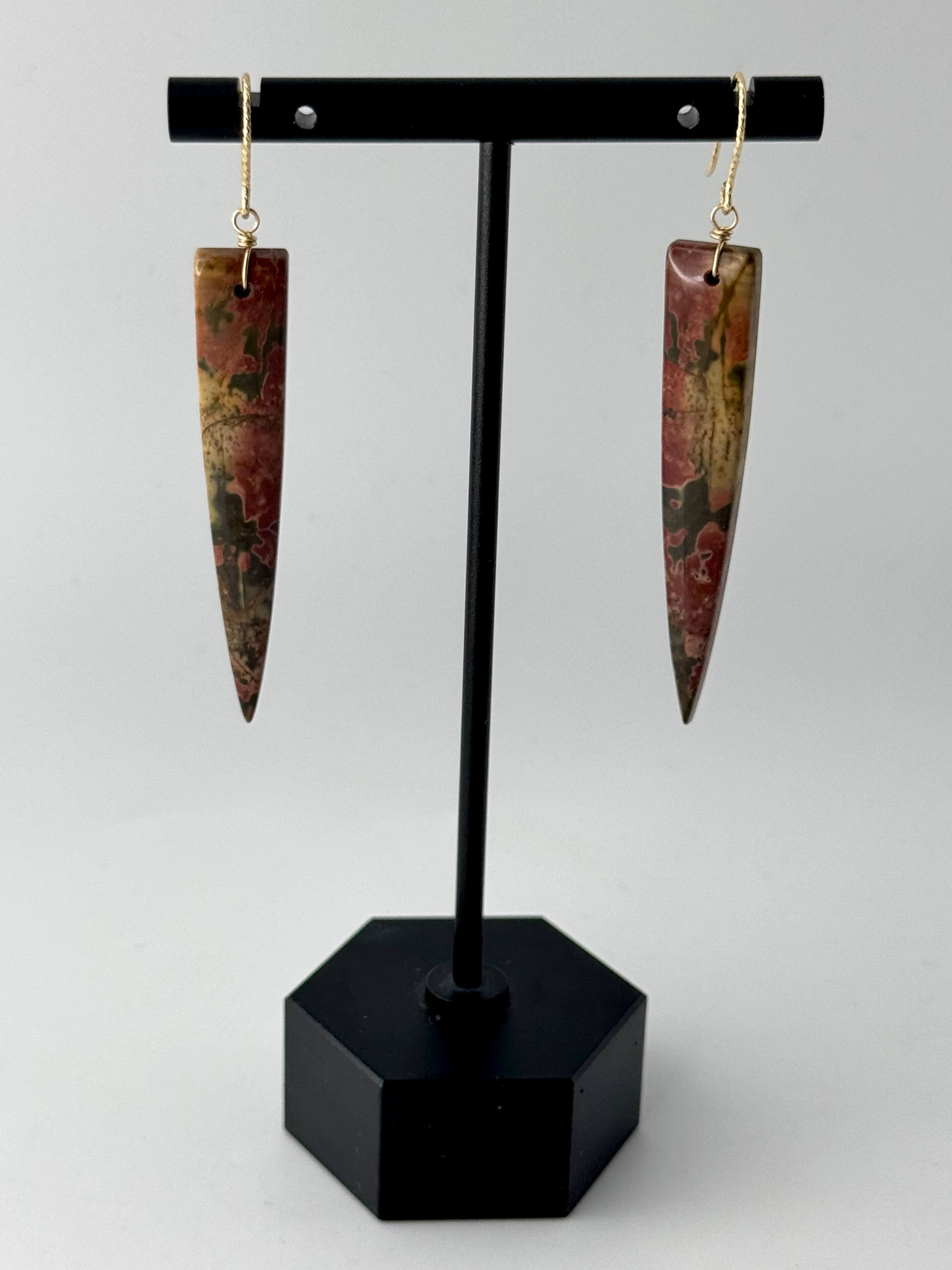 •STRAY• red creek jasper + gold dangle earrings