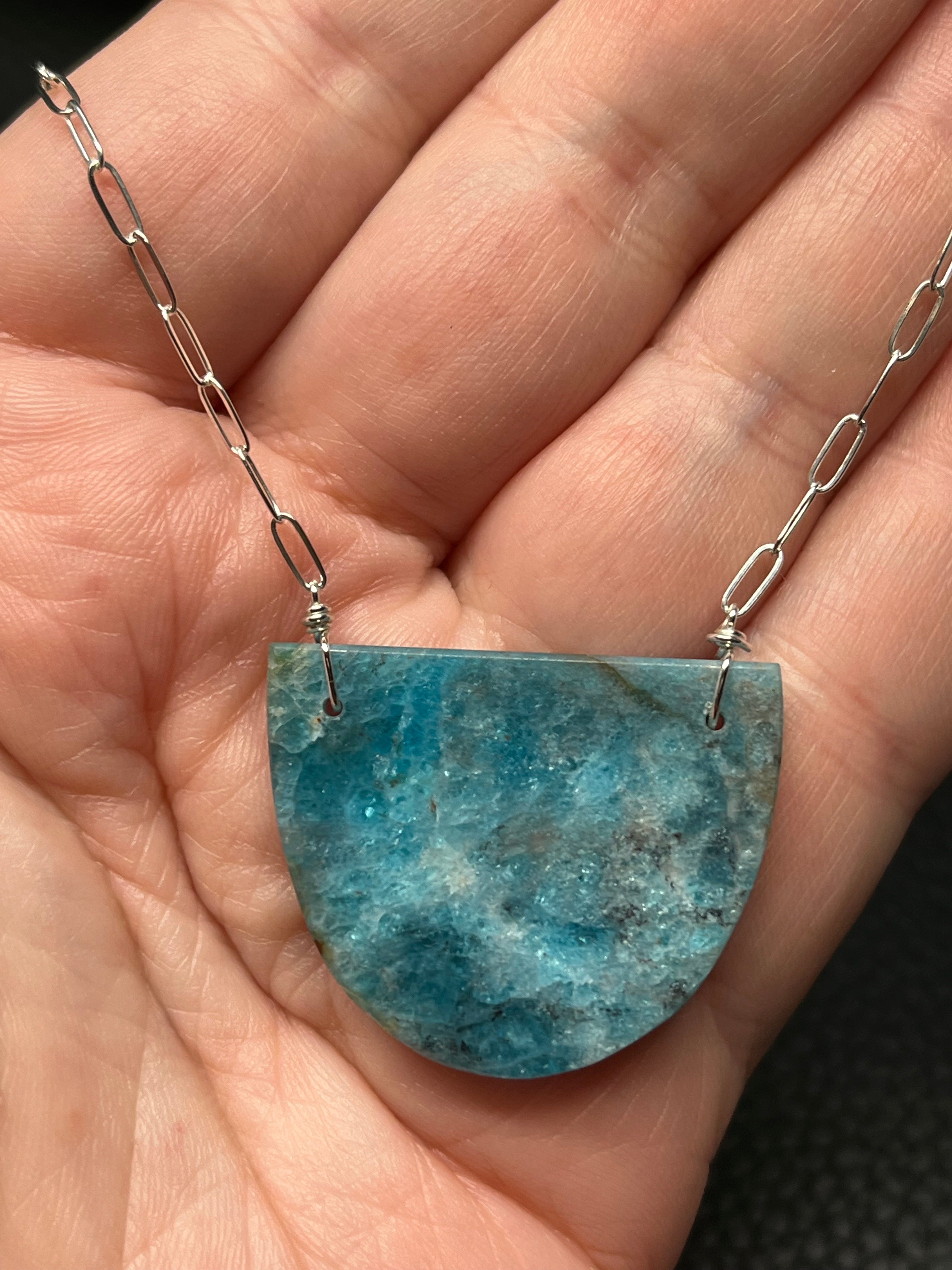 •AEON• apatite + silver necklace (16"-18")