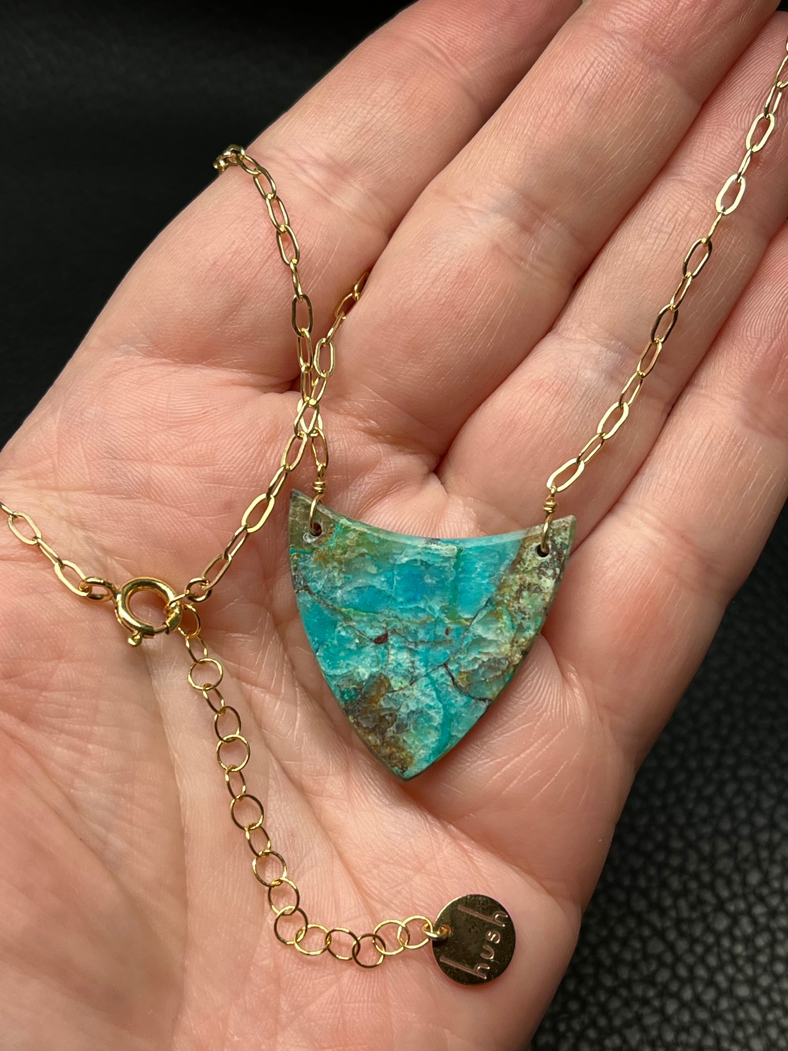 •AEON• azurite chrysocolla + gold necklace (18"-20")
