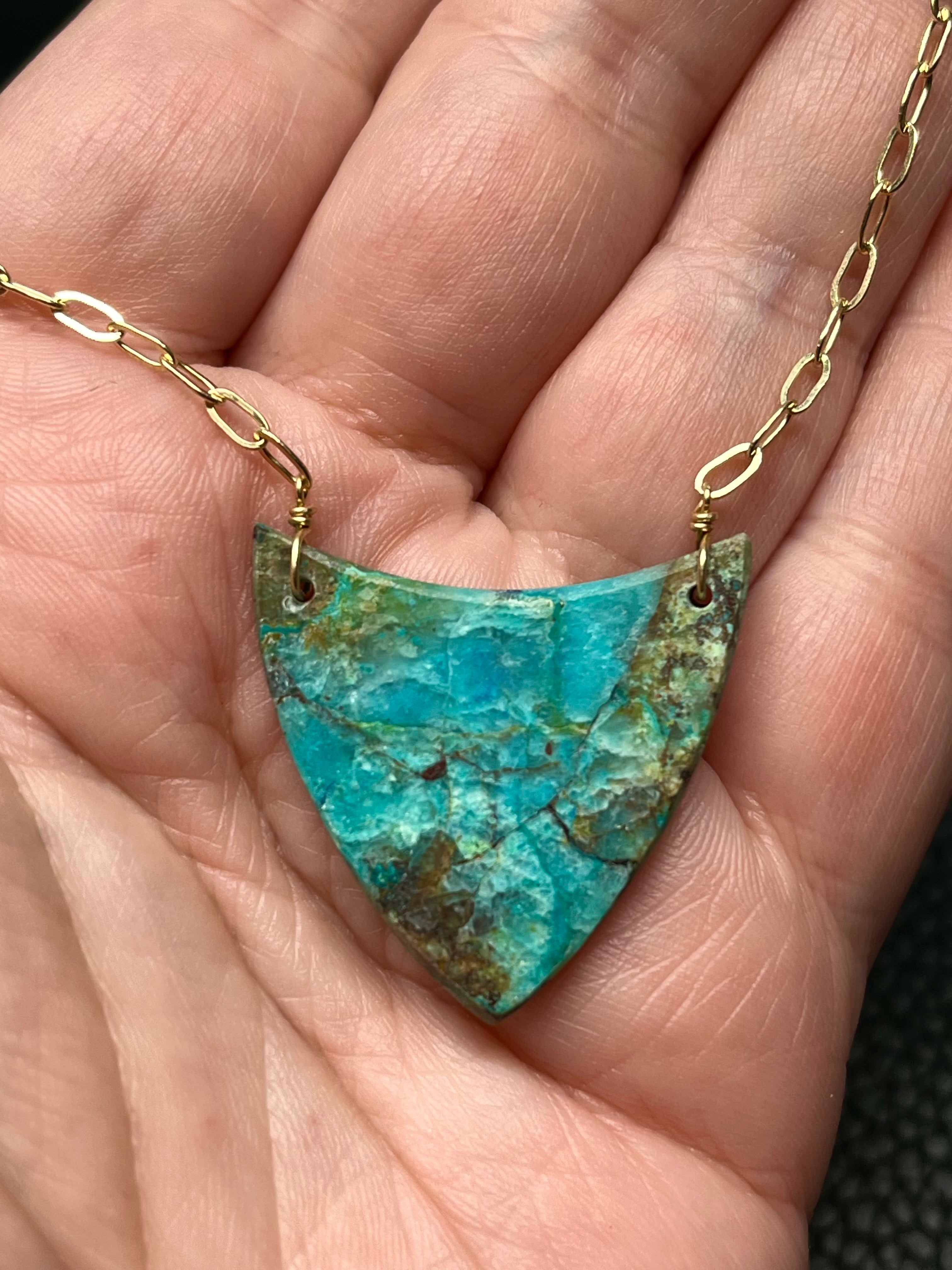 •AEON• azurite chrysocolla + gold necklace (18"-20")