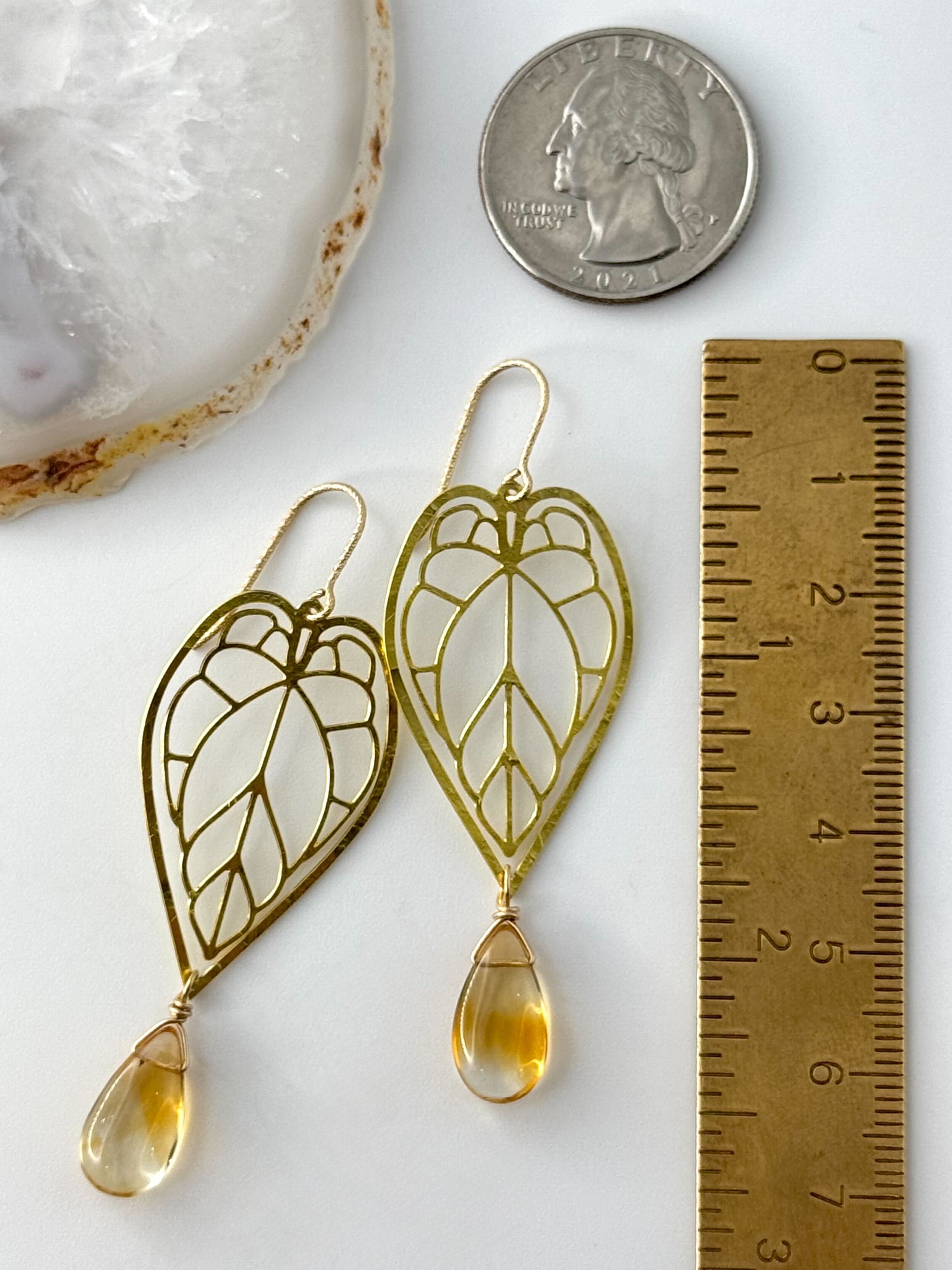•PHILO• citrine + gold dangle earrings
