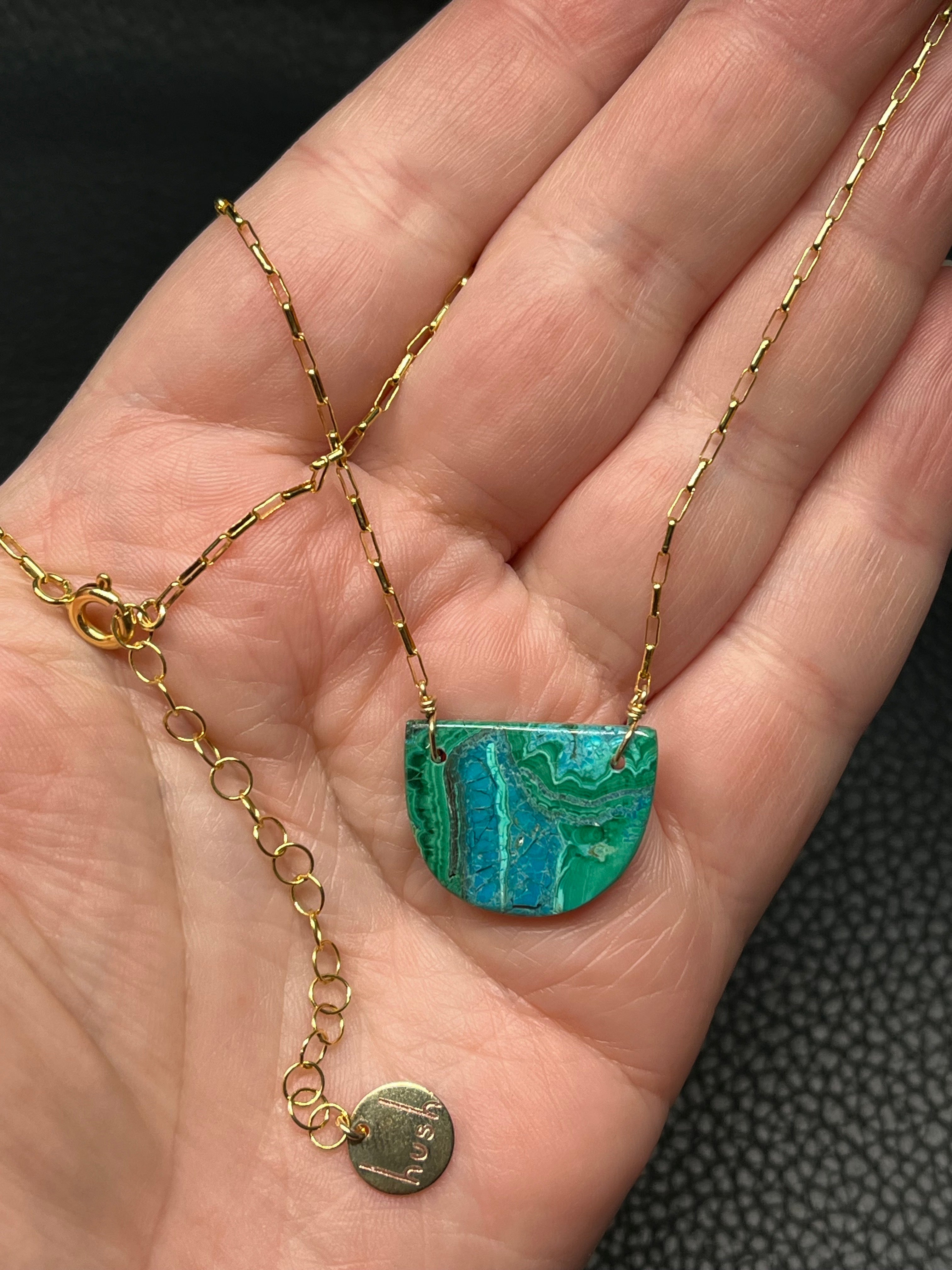 •AEON• azurite malachite + gold necklace (16"-18")