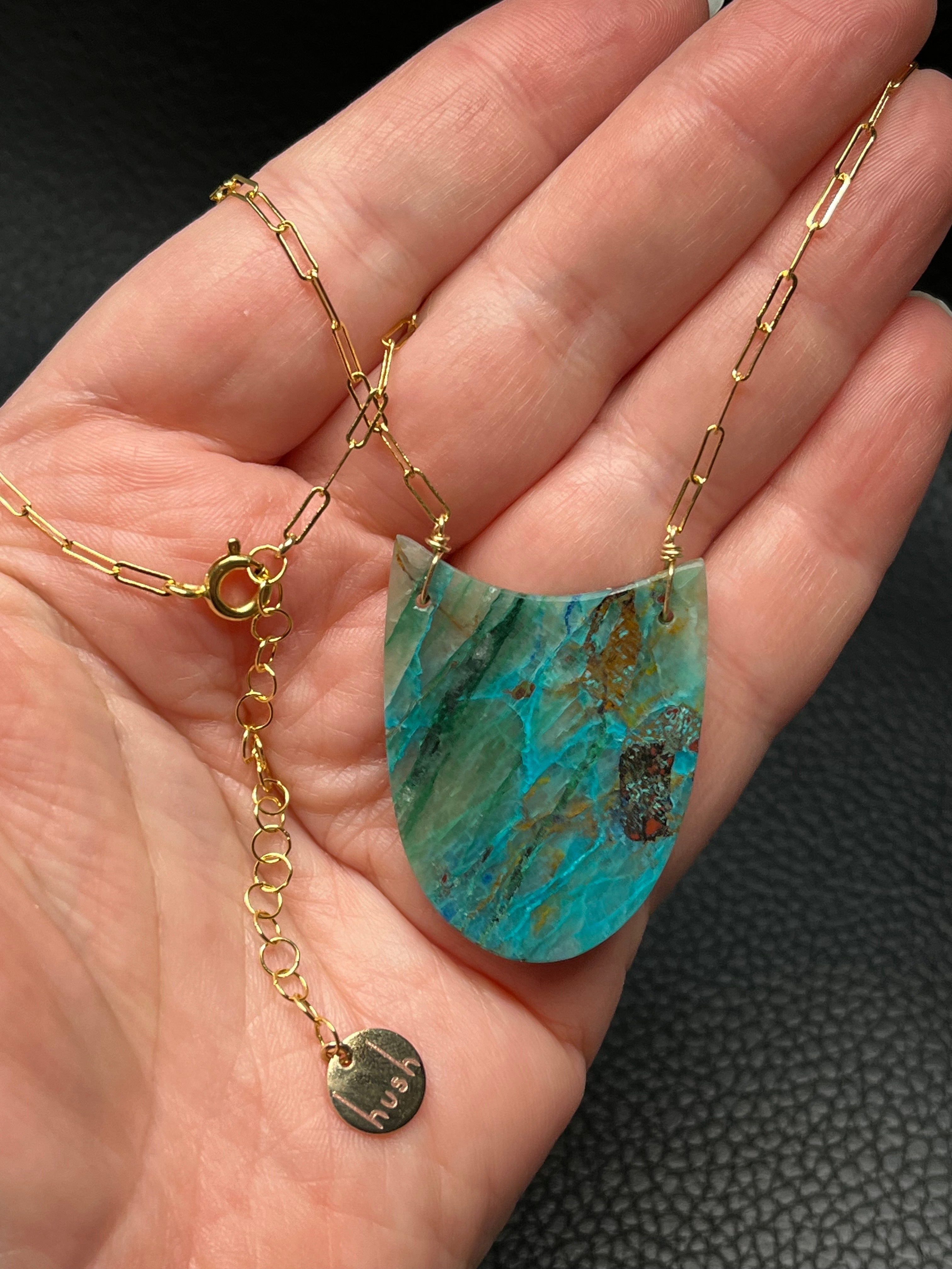 •AEON• chrysocolla + gold necklace (18"-20")