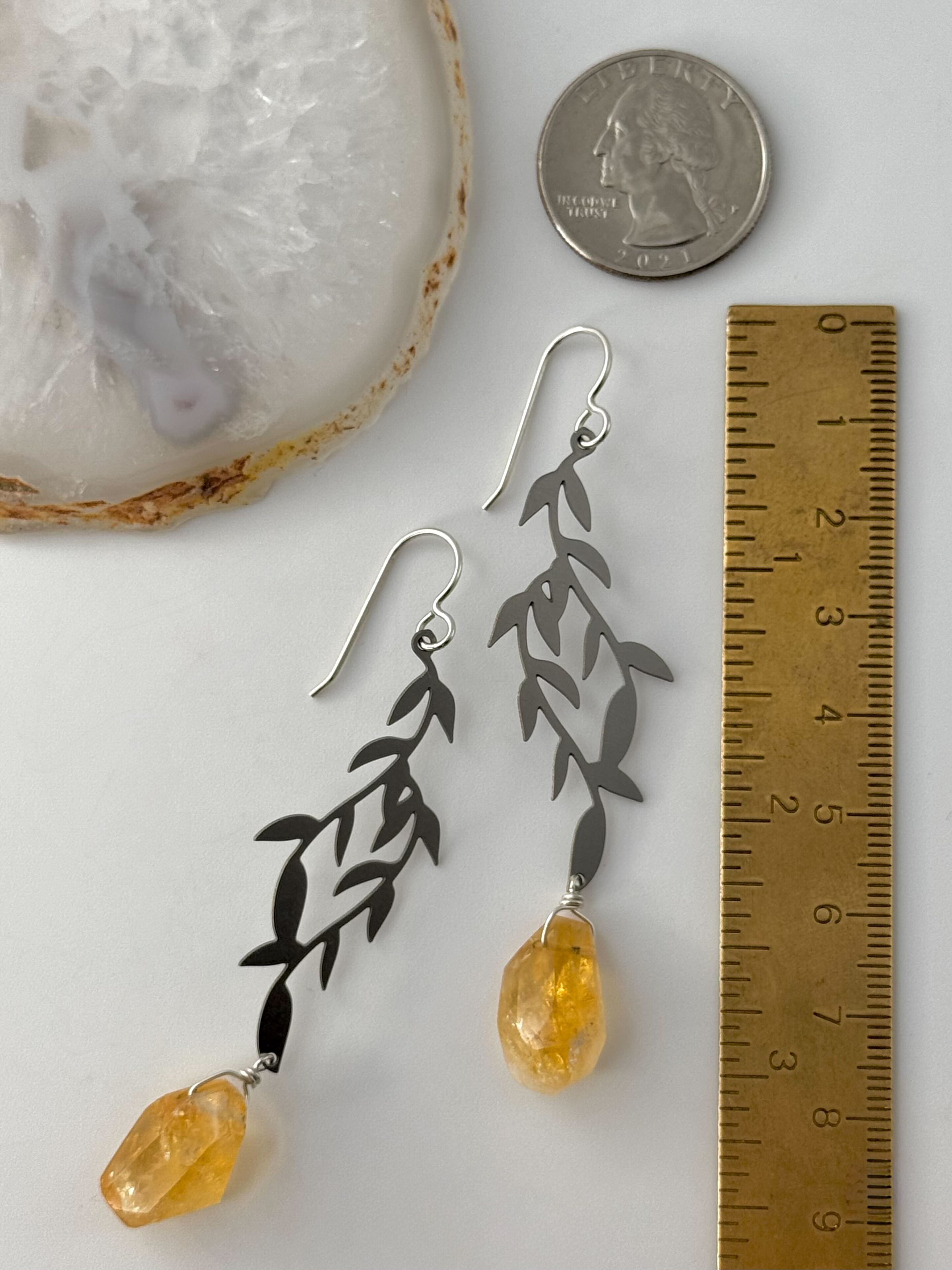 •WILLOW• citrine + silver dangle earrings
