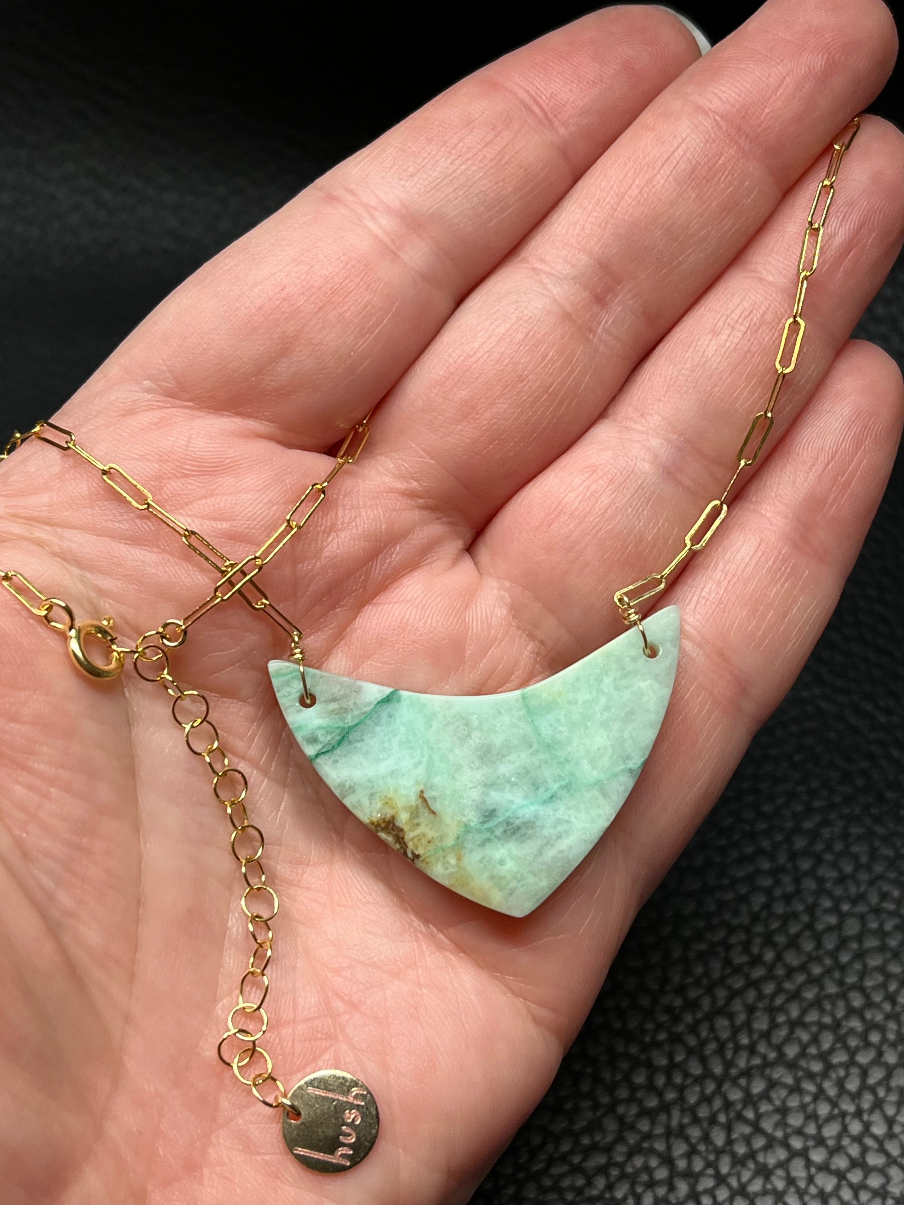 •AEON• chrysoprase + gold necklace (16"-18")