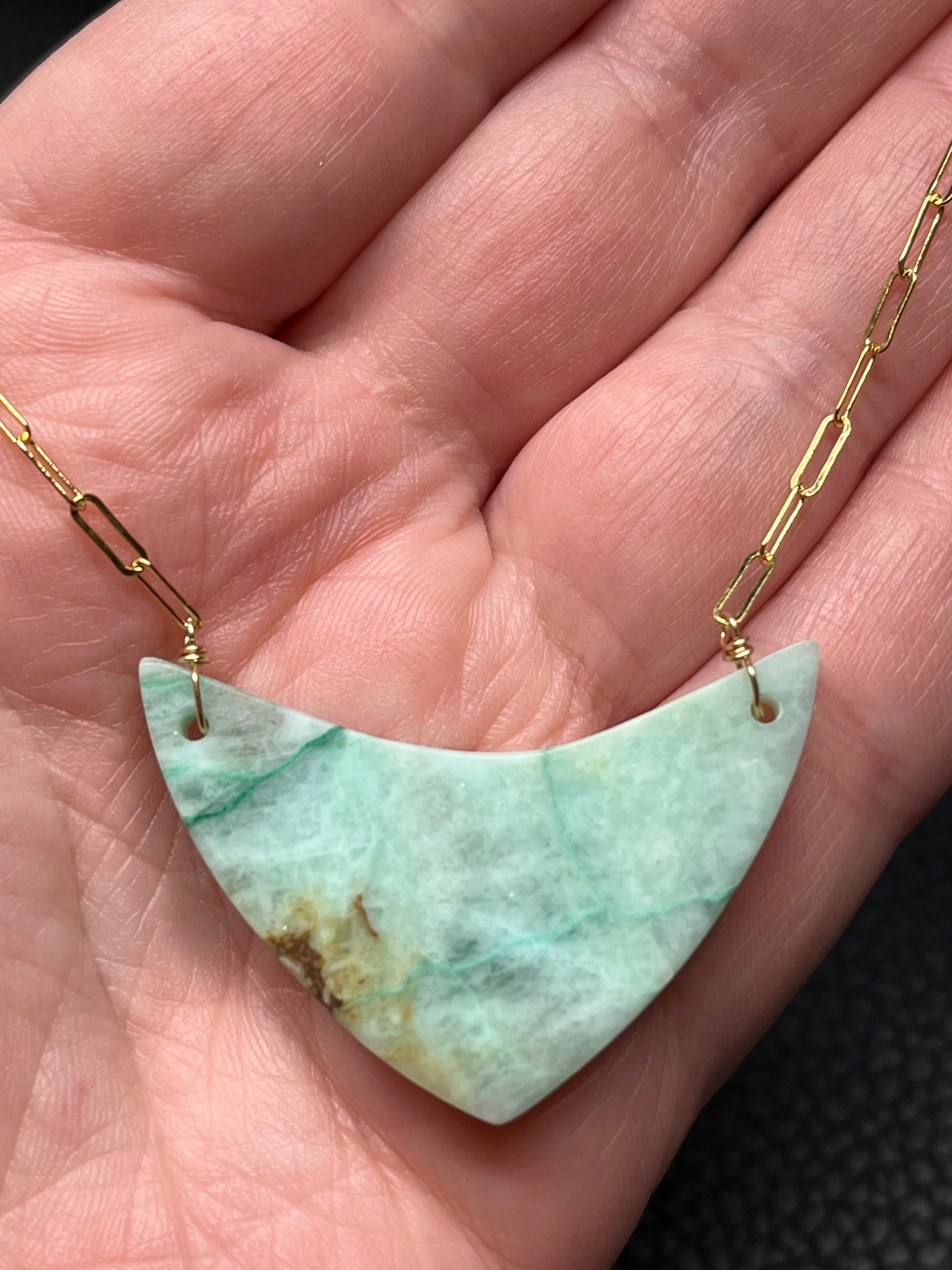 •AEON• chrysoprase + gold necklace (16"-18")