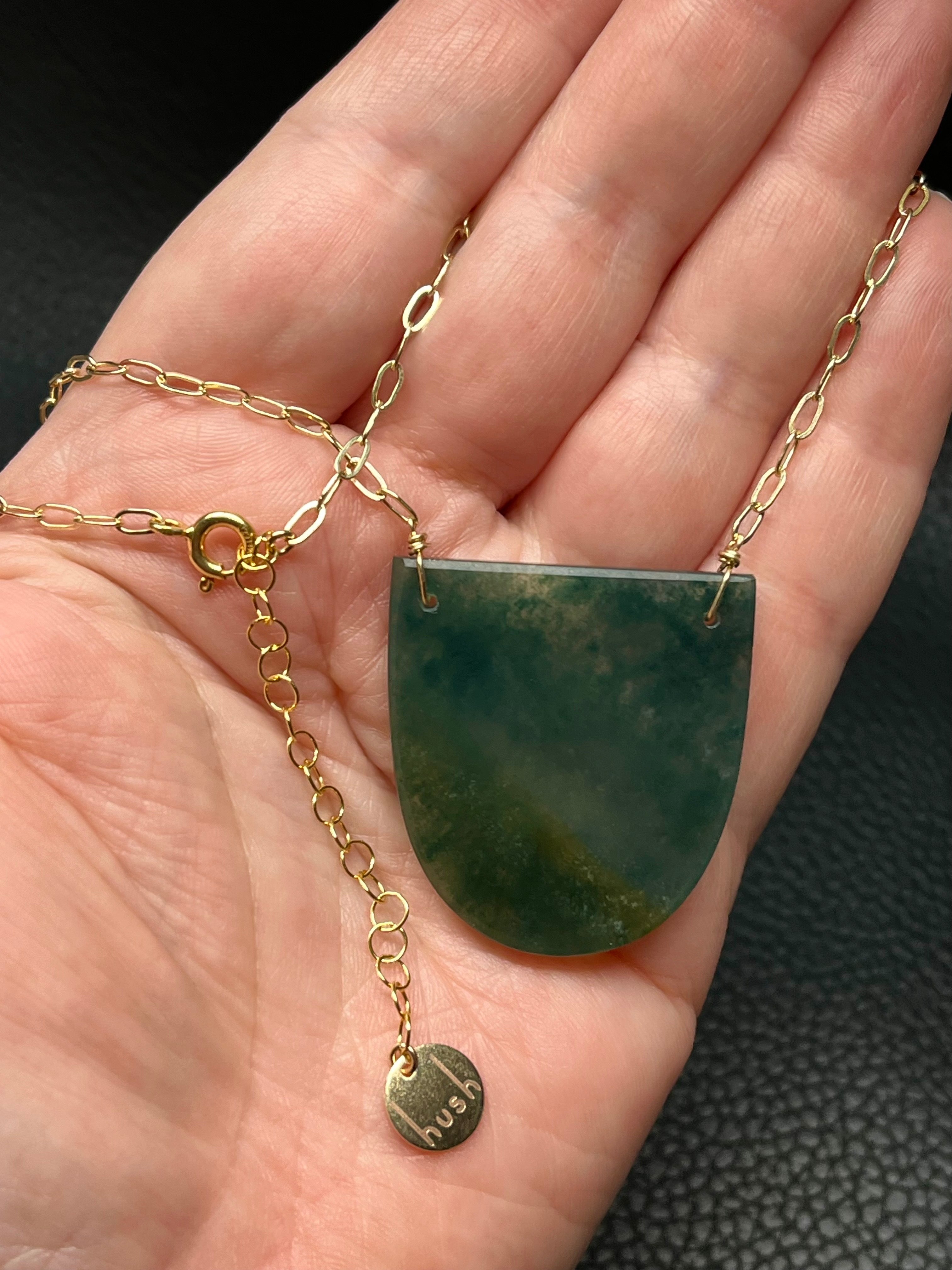 •AEON• moss agate + gold necklace (18"-20")