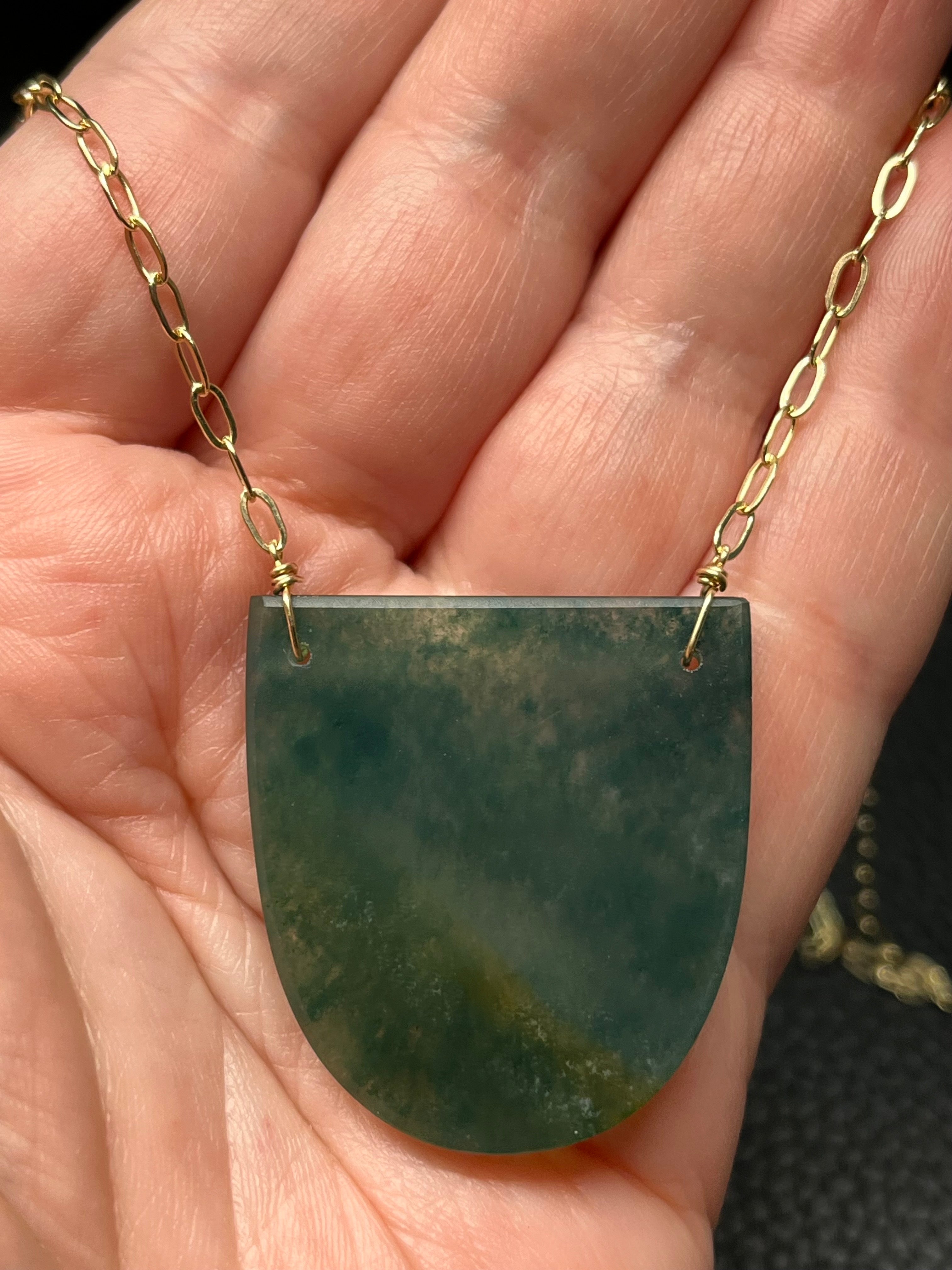 •AEON• moss agate + gold necklace (18"-20")