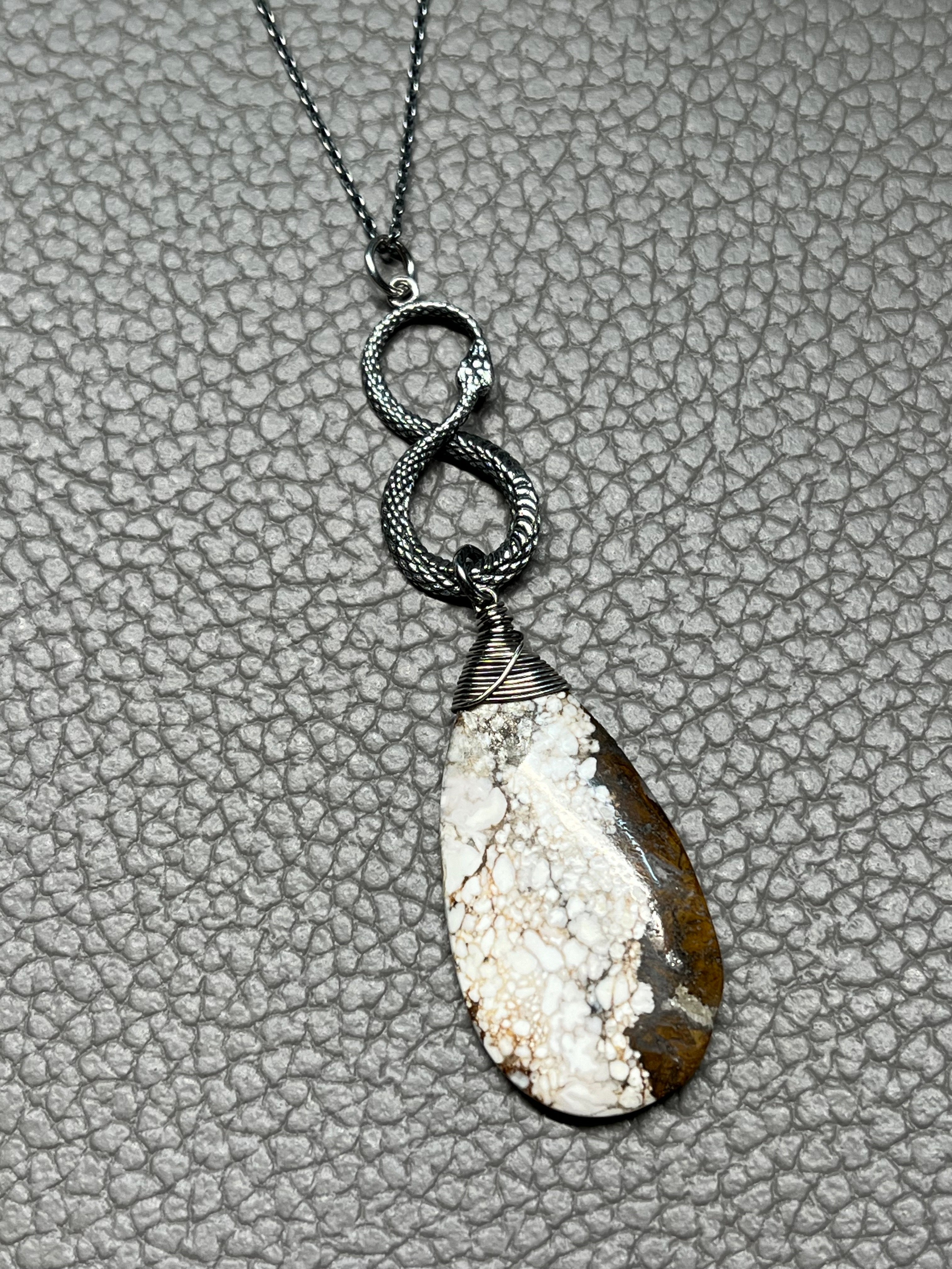 •SUEÑO• wild horse jasper + infinity snake + silver necklace (18"-20")