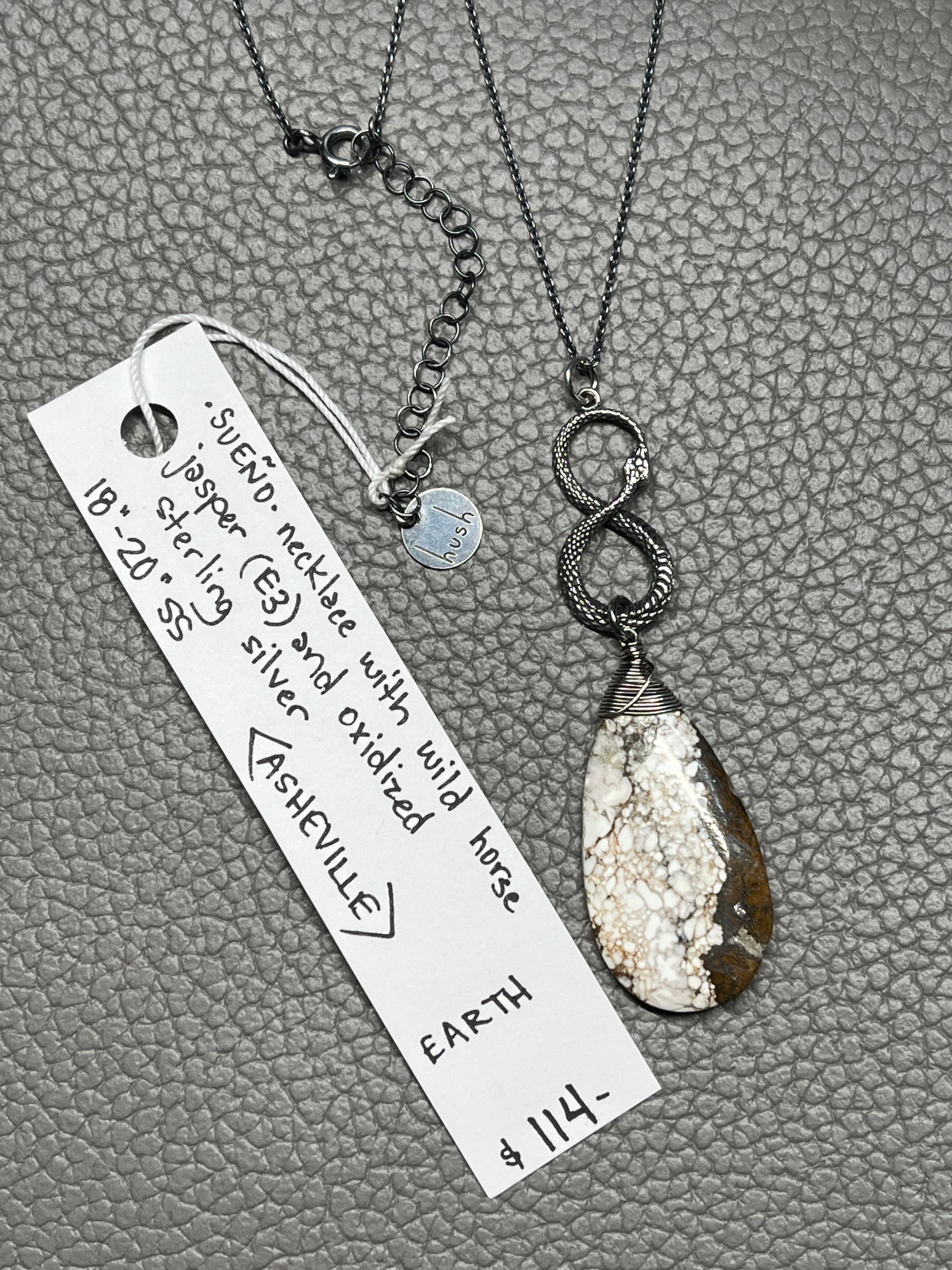 •SUEÑO• wild horse jasper + infinity snake + silver necklace (18"-20")