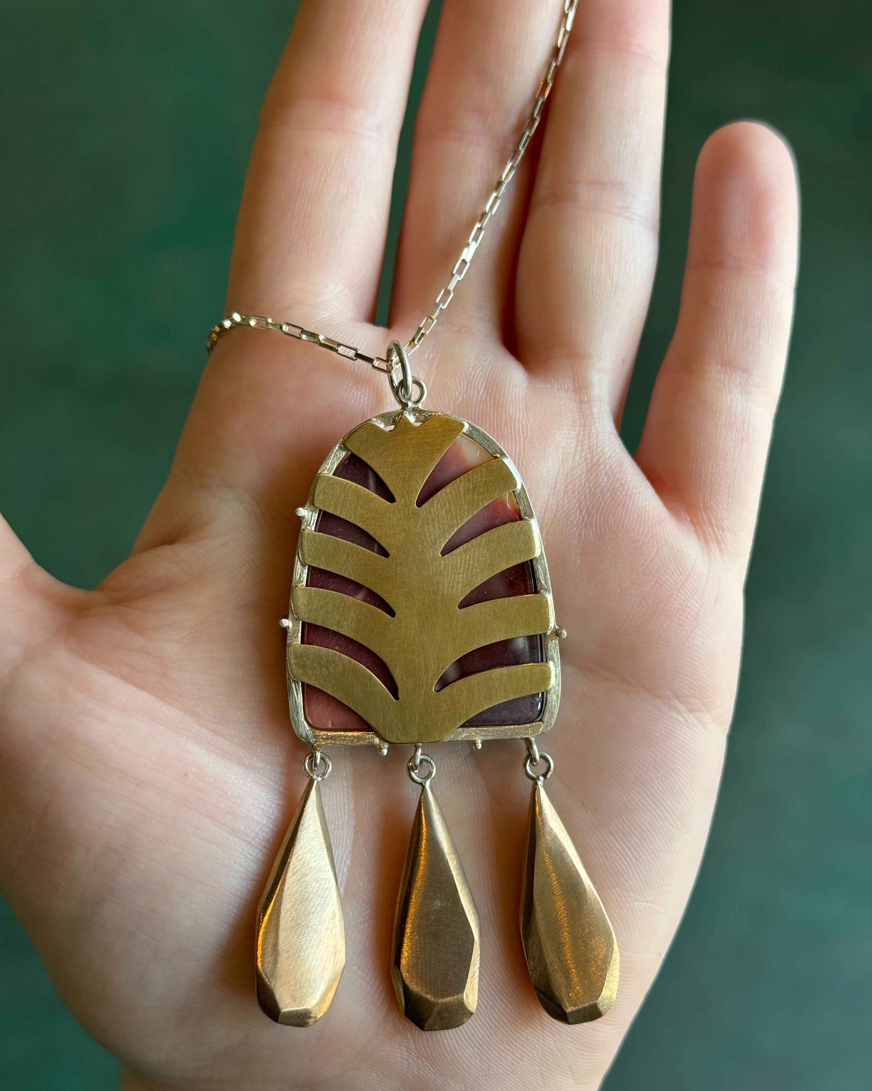 •DRIPPING IN GOLD• mookaite + mixed metal necklace (26"-28" long)