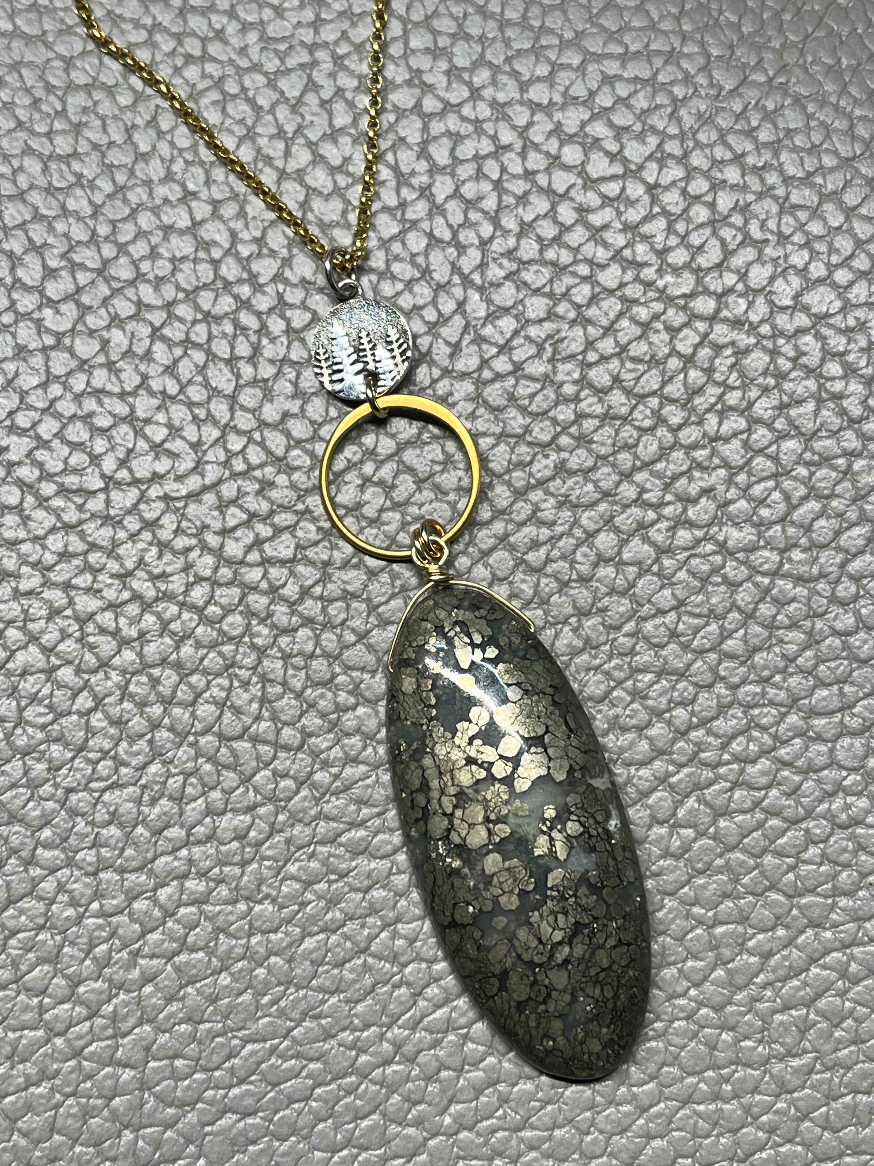 •COVE• chalcopyrite + cosmic cove eclipse + mixed metal necklace (28"-30")