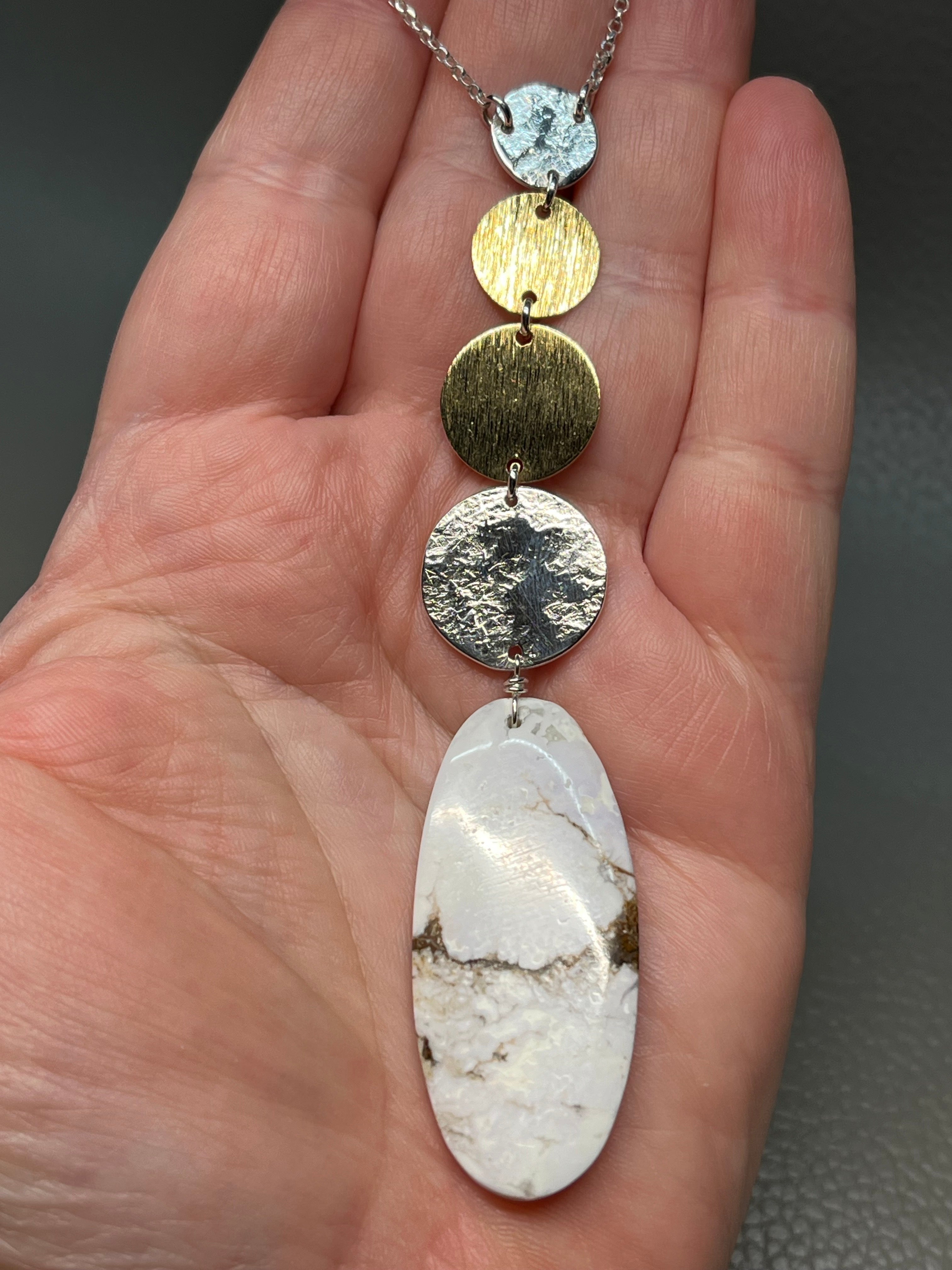 •NYX• wild horse jasper + moon stack + mixed metal necklace (26"-28")