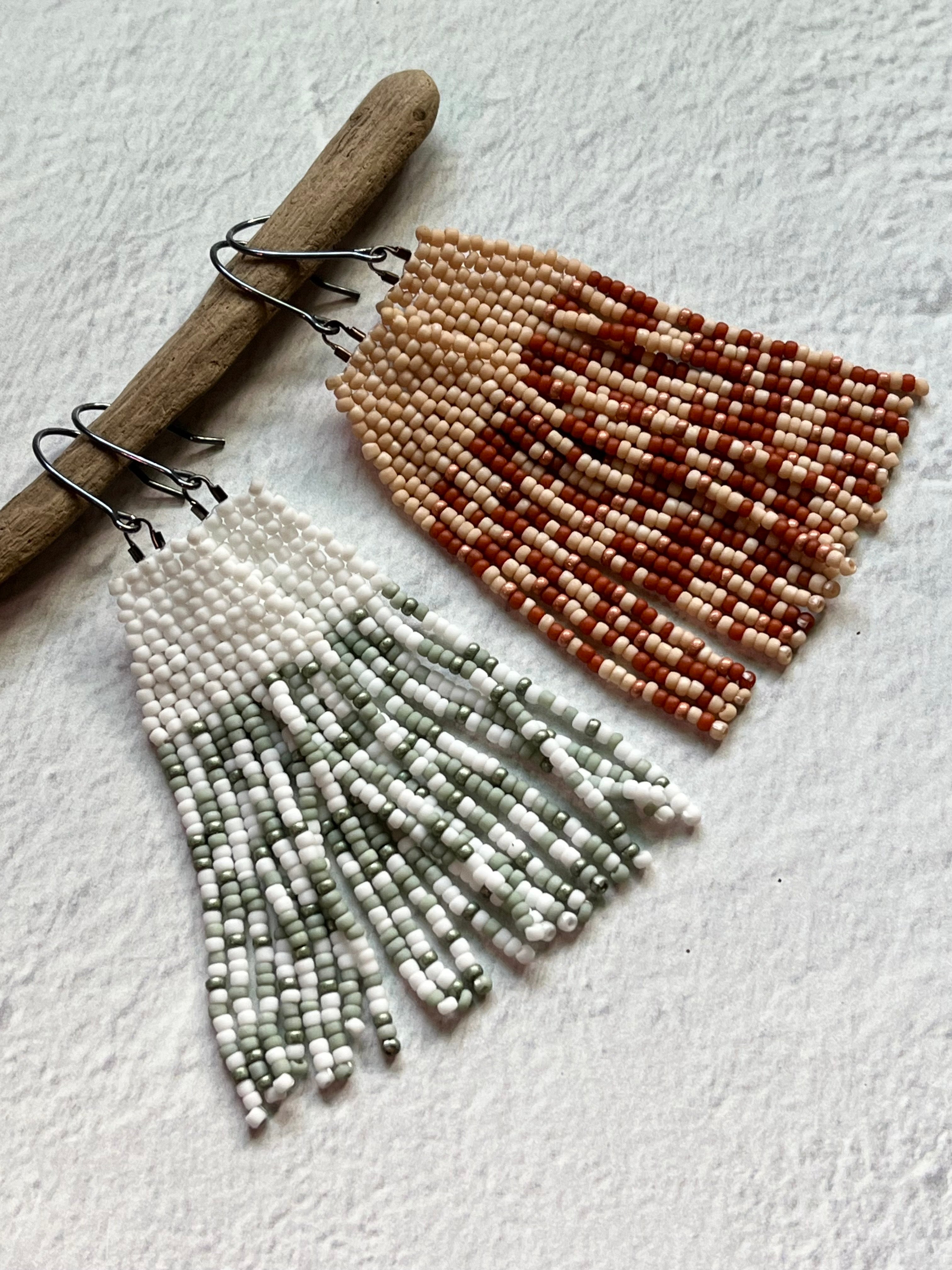 • MIA • beaded fringe dangle earrings