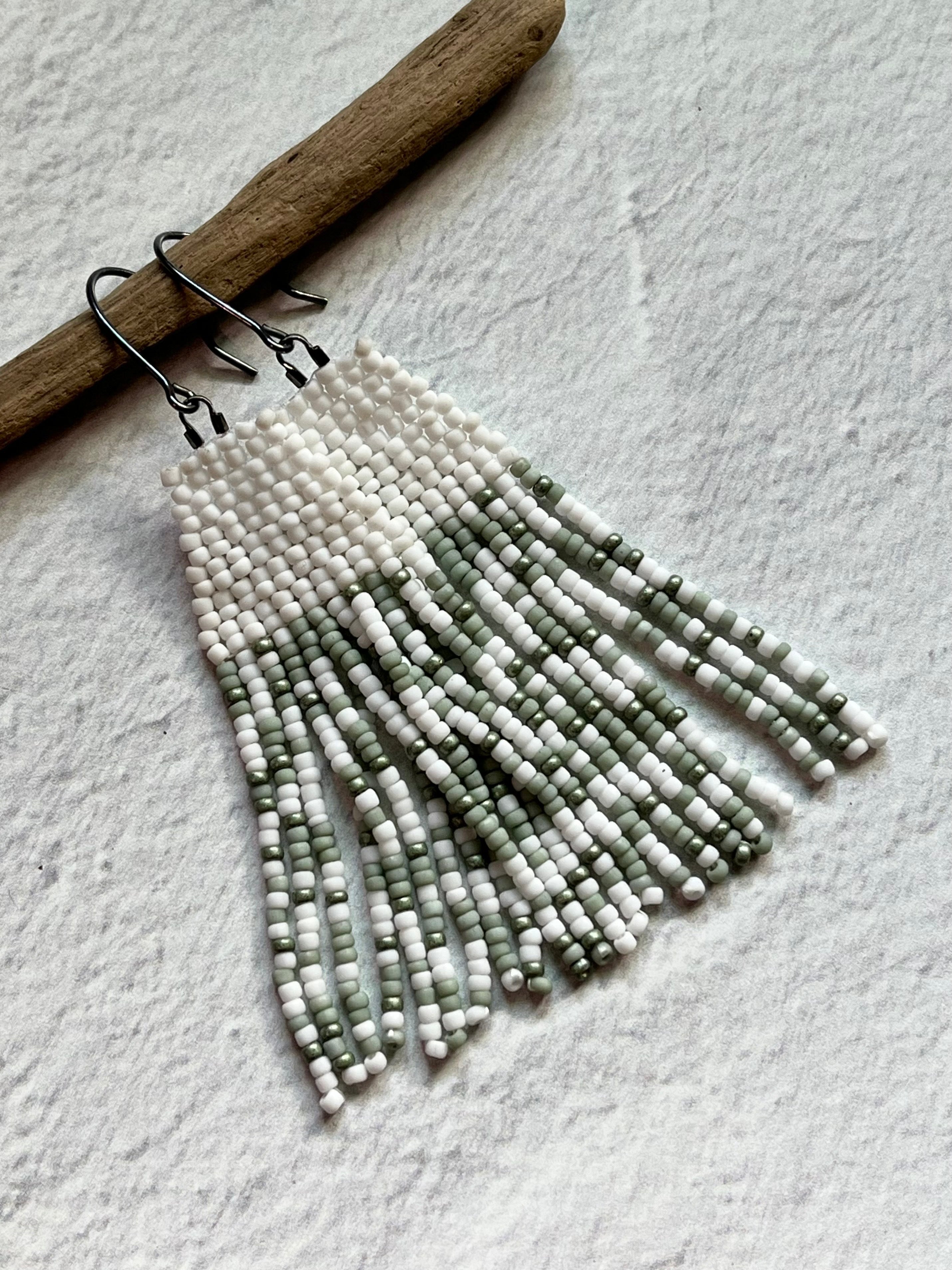 • MIA • beaded fringe dangle earrings