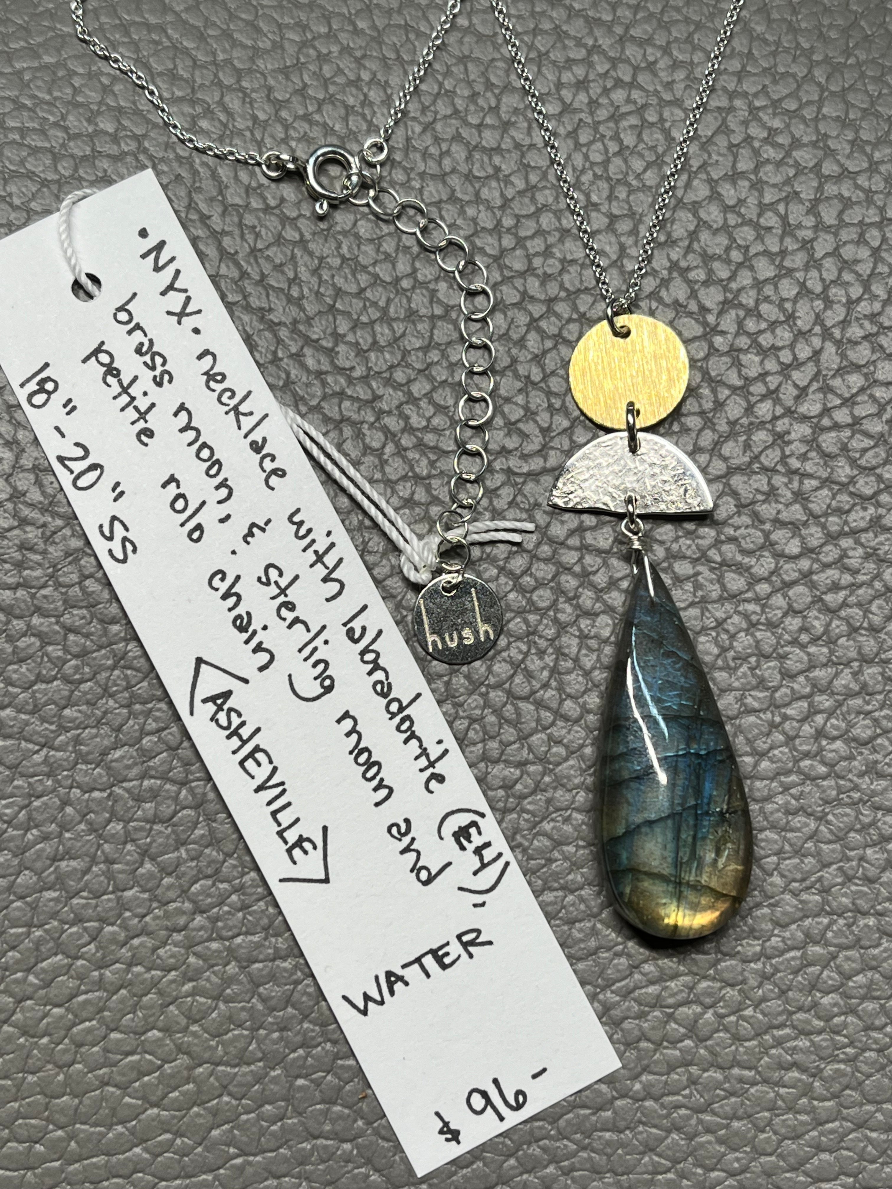 •NYX• labradorite + moon stack + mixed metal necklace (18"-20")