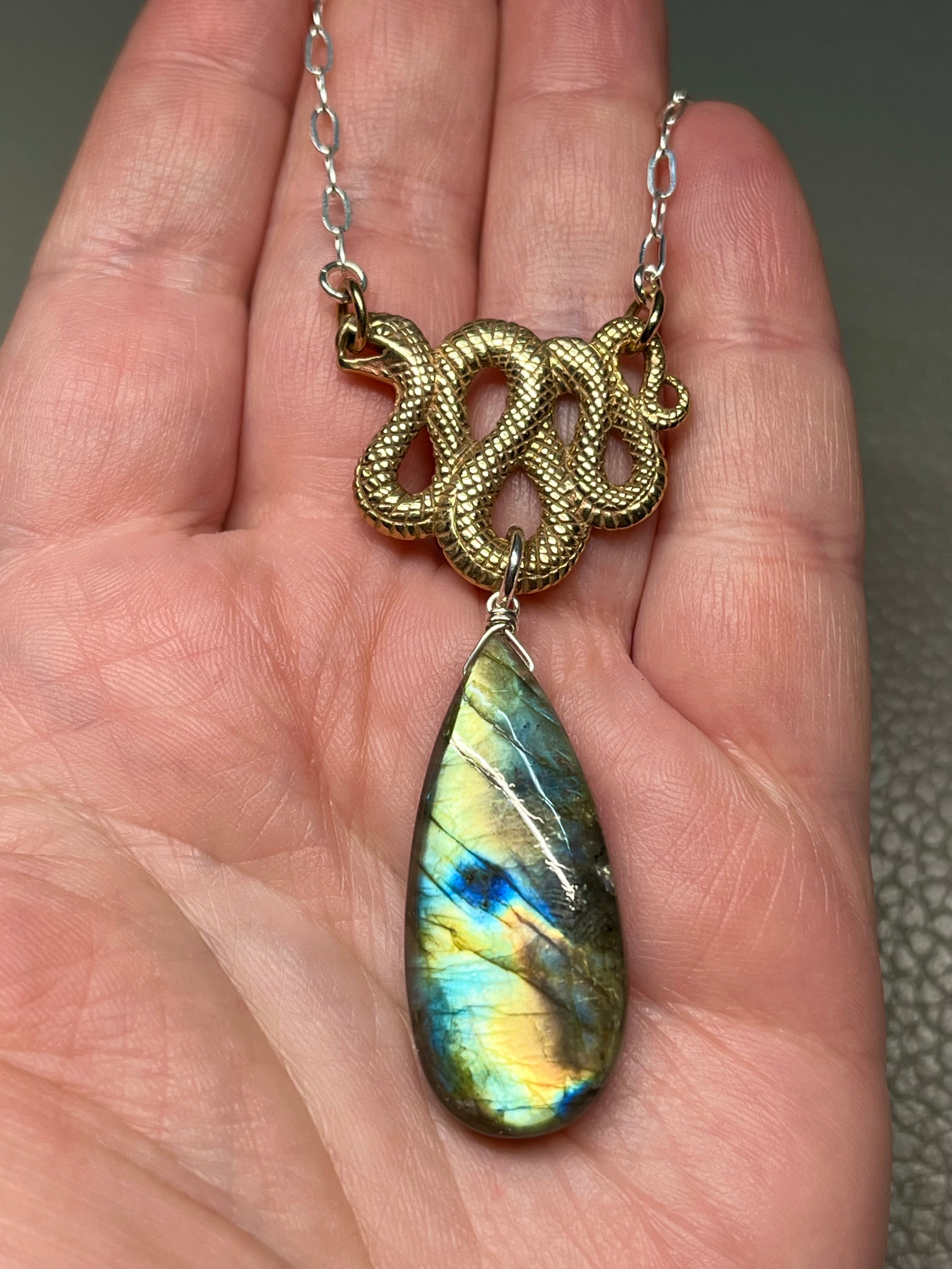 •SUEÑO• labradorite + snake + mixed metal necklace (16"-18")