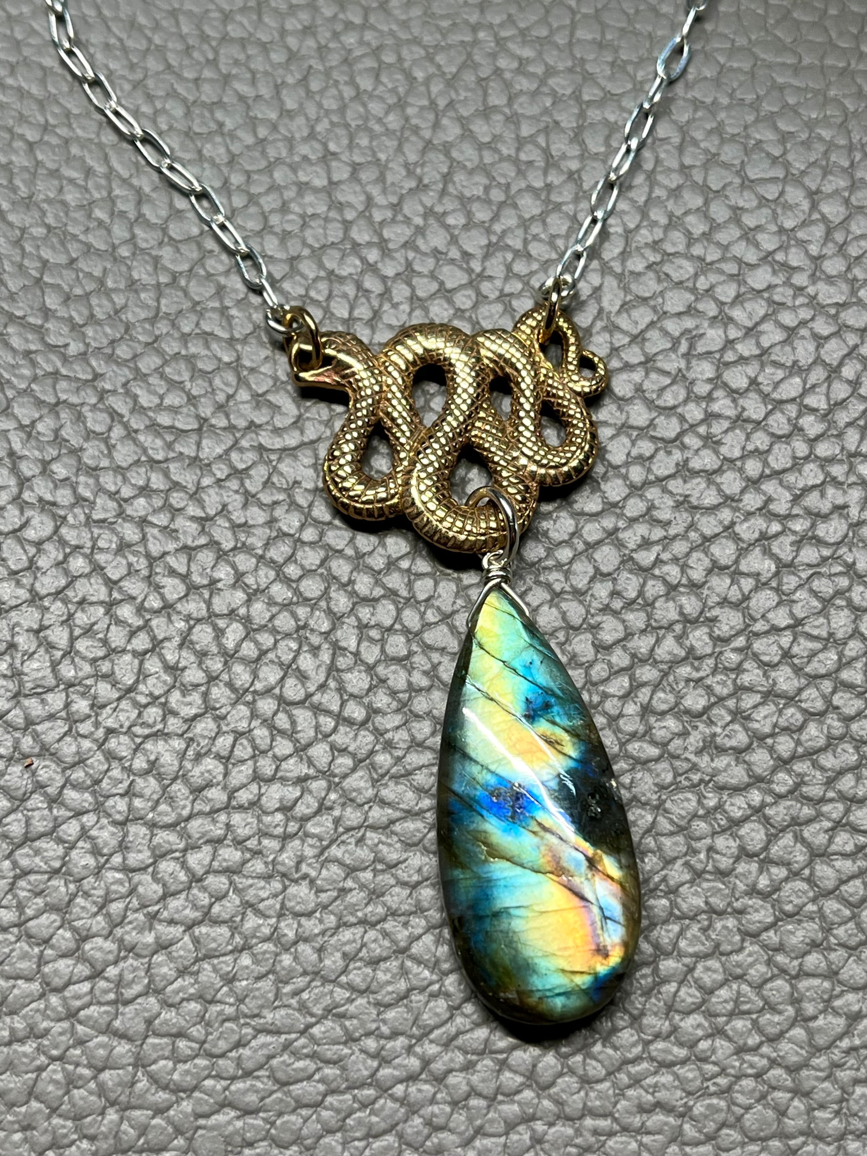 •SUEÑO• labradorite + snake + mixed metal necklace (16"-18")