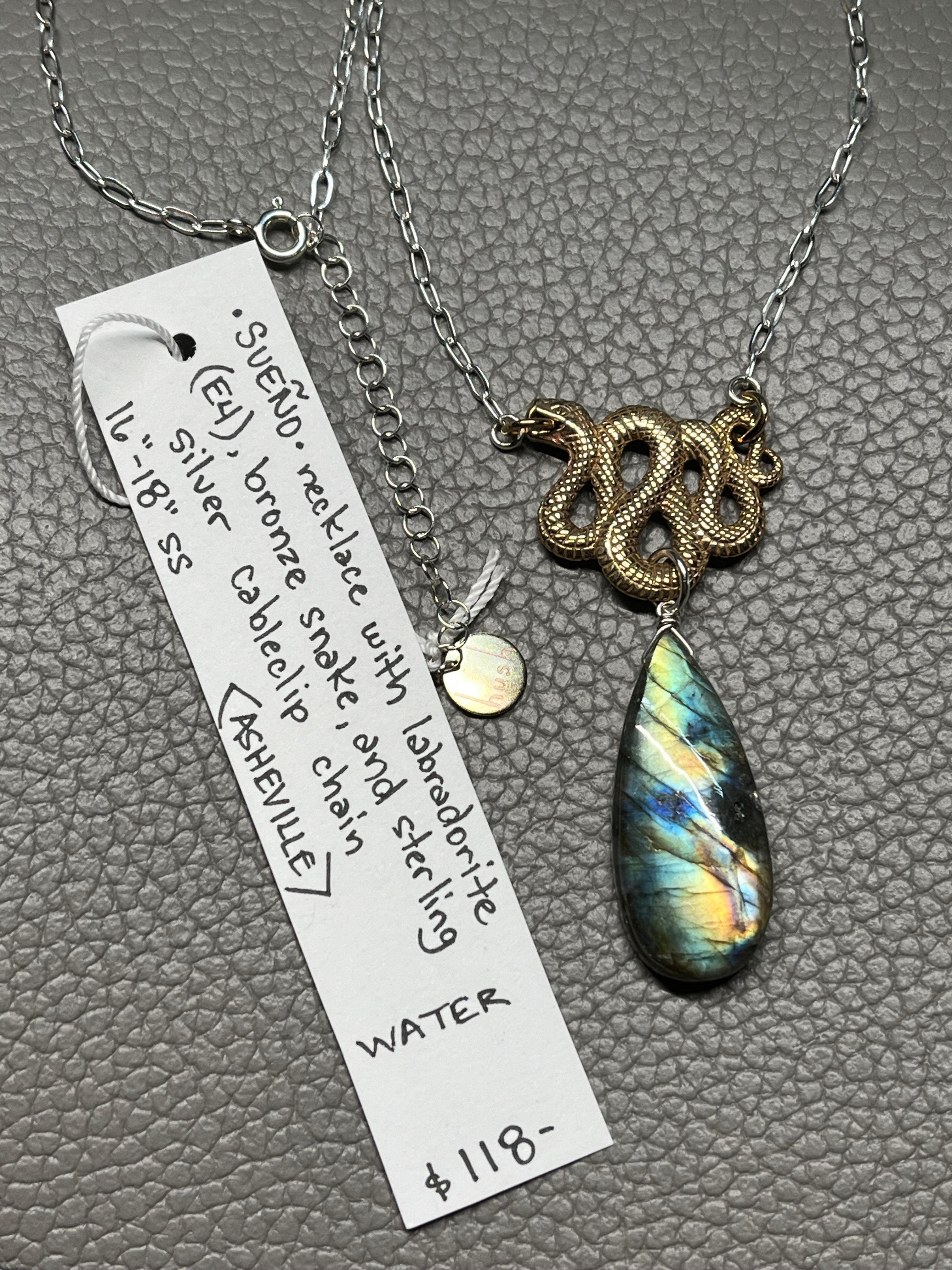 •SUEÑO• labradorite + snake + mixed metal necklace (16"-18")