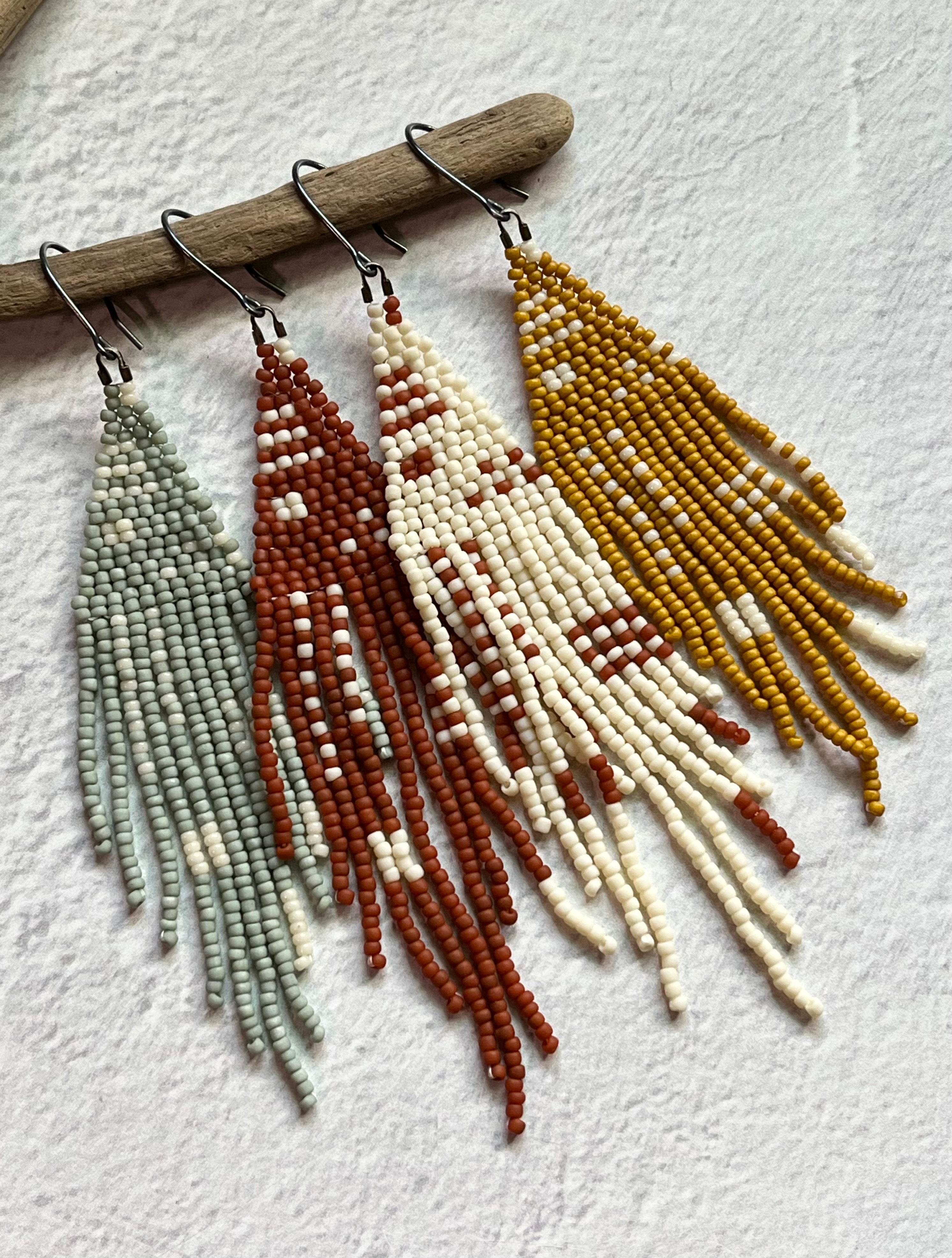 • ZOE • beaded fringe dangle earrings