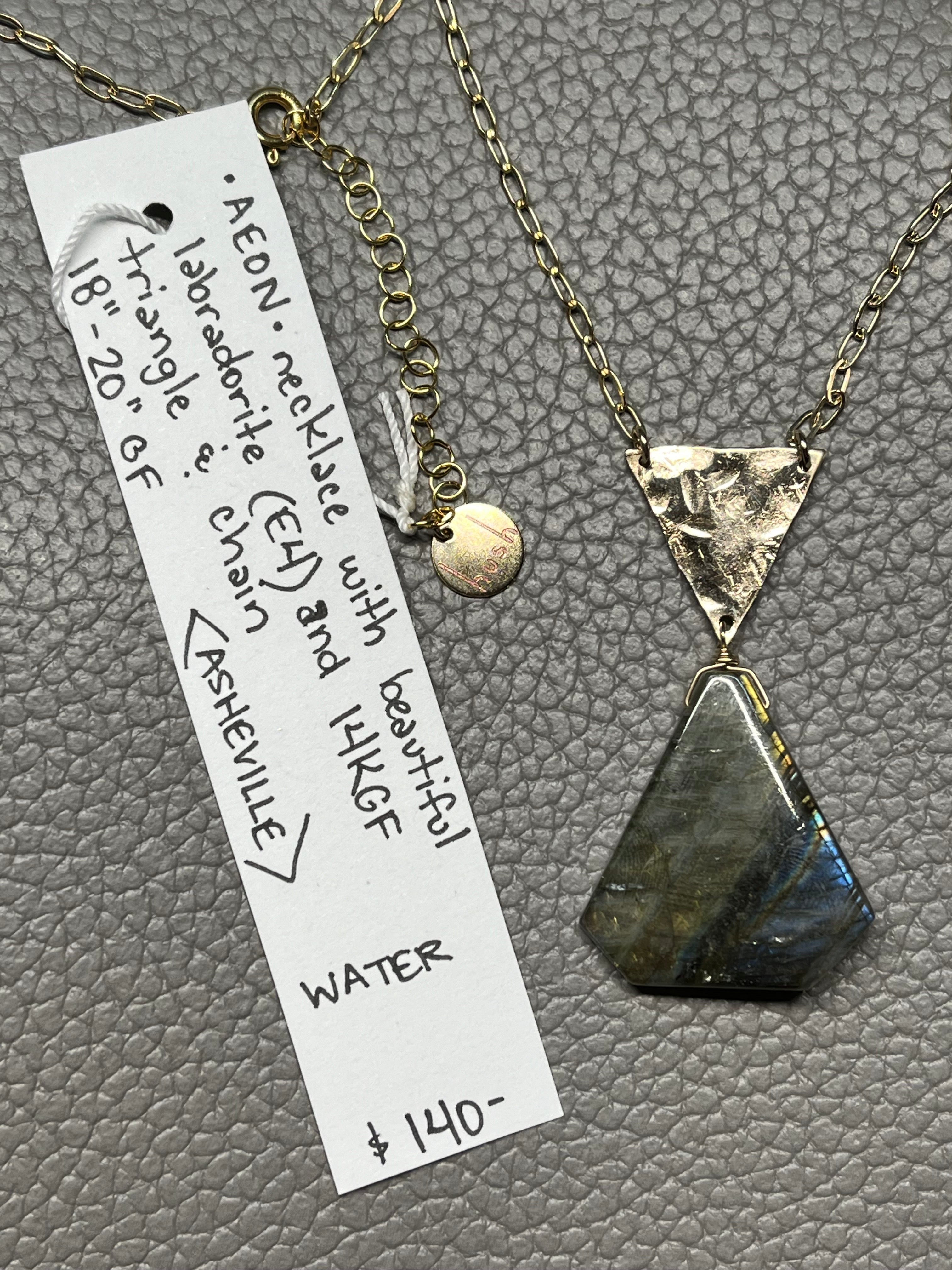 •AEON• labradorite + triangle + gold necklace (18"-20")