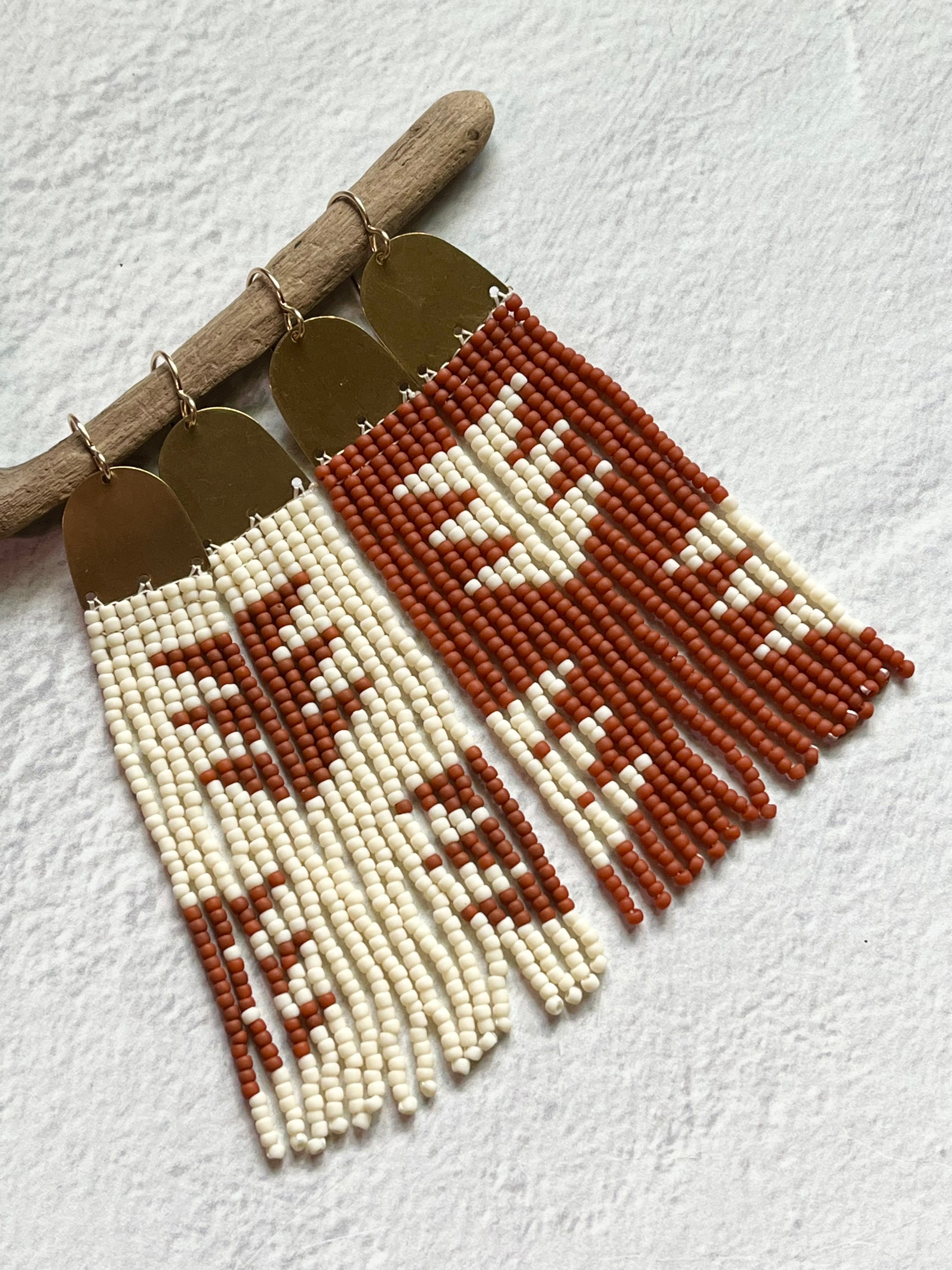 • KACY • beaded fringe dangle earrings