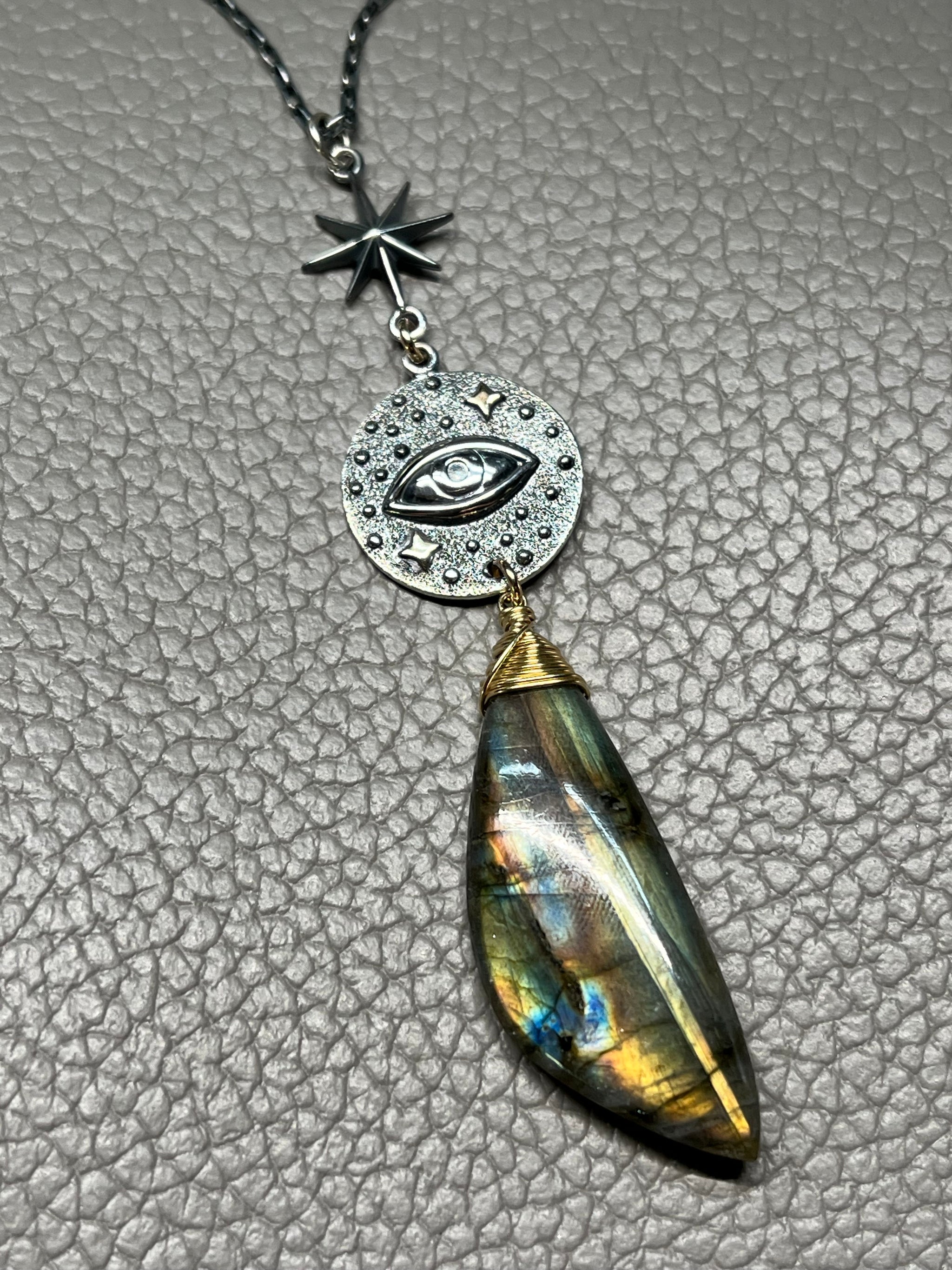 •INVOKE• labradorite + gold necklace (16