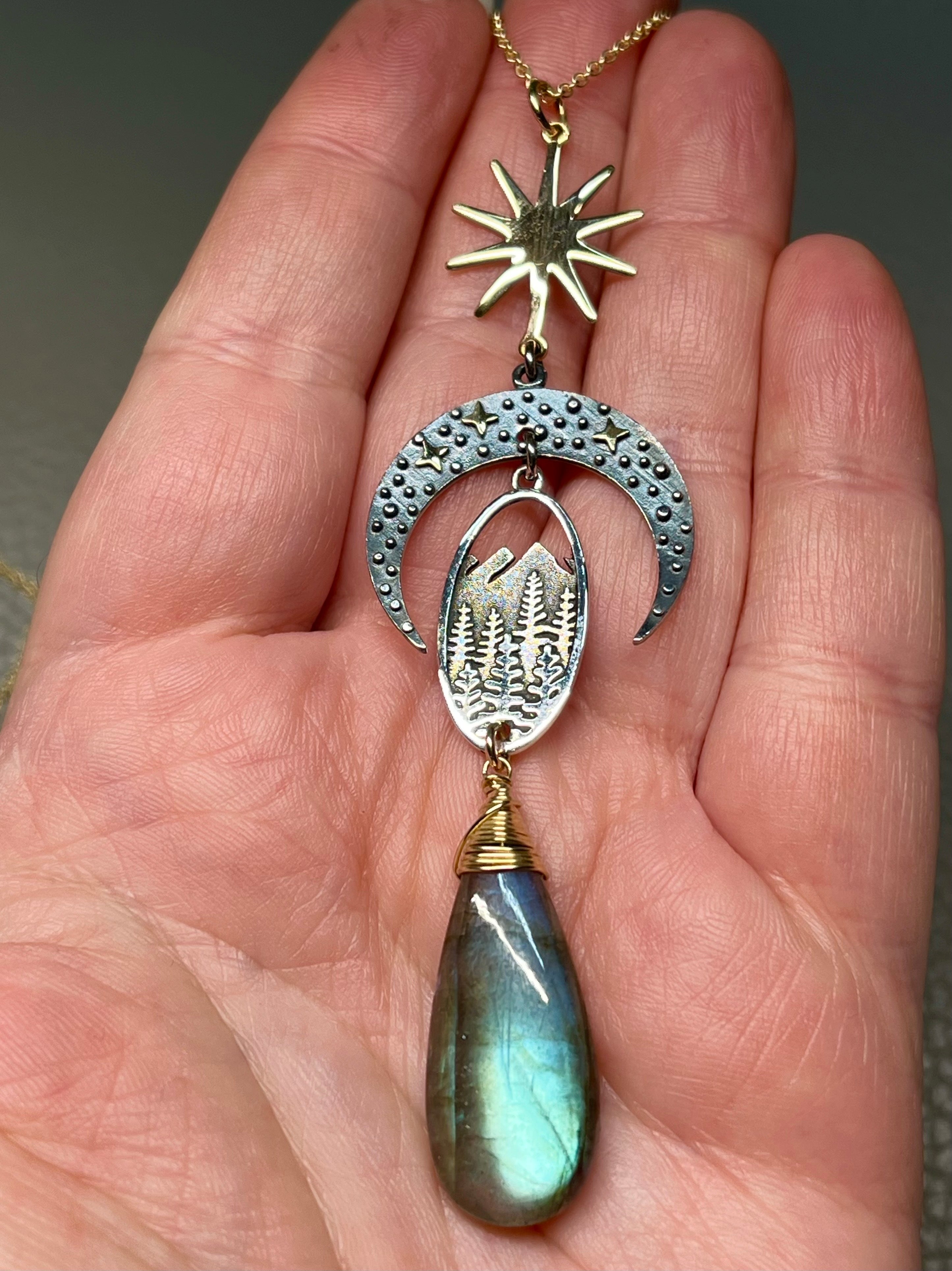 •COVE• labradorite + cosmic cove + mixed metal necklace (26"-28")